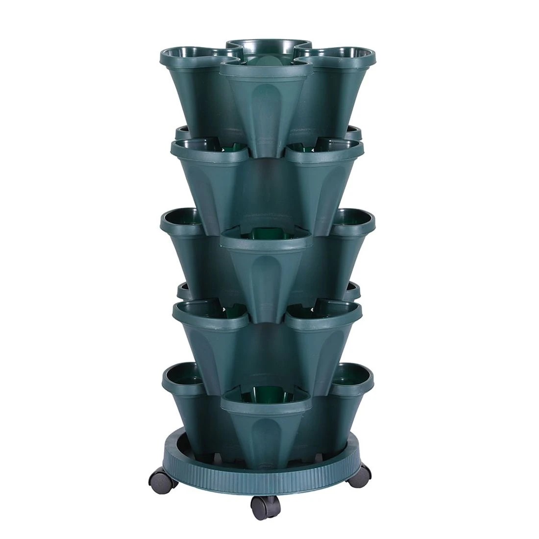 3 Green Fingers Garden Bed 5 Tier Vertical Garden Strawberry Stackable Planters Herbs Petunias - Green, 3 of 7
