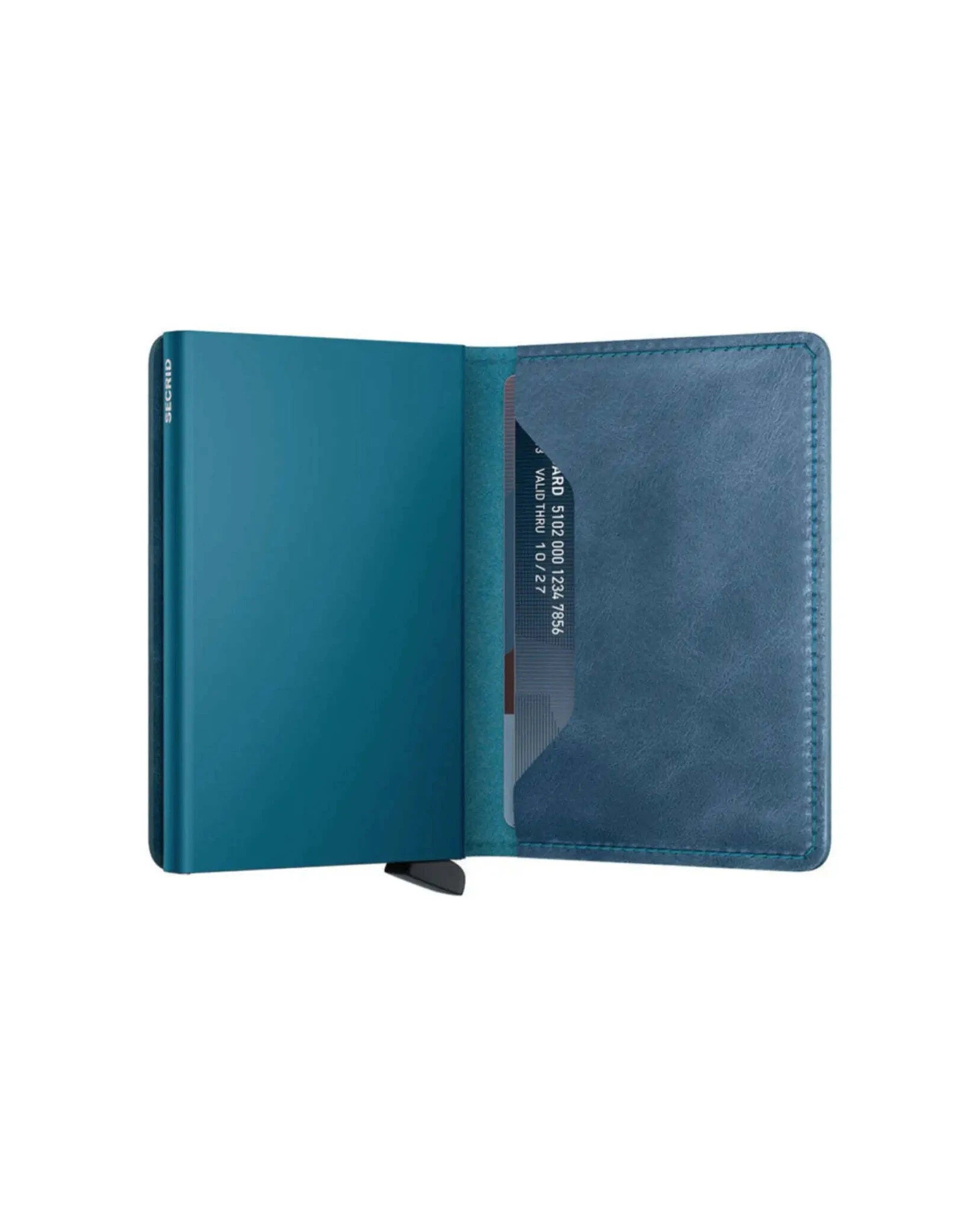 2 Secrid Slimwallet Compact RFID Wallet Vintage Aluminium Leather Vintage Teal - Blue, 2 of 5