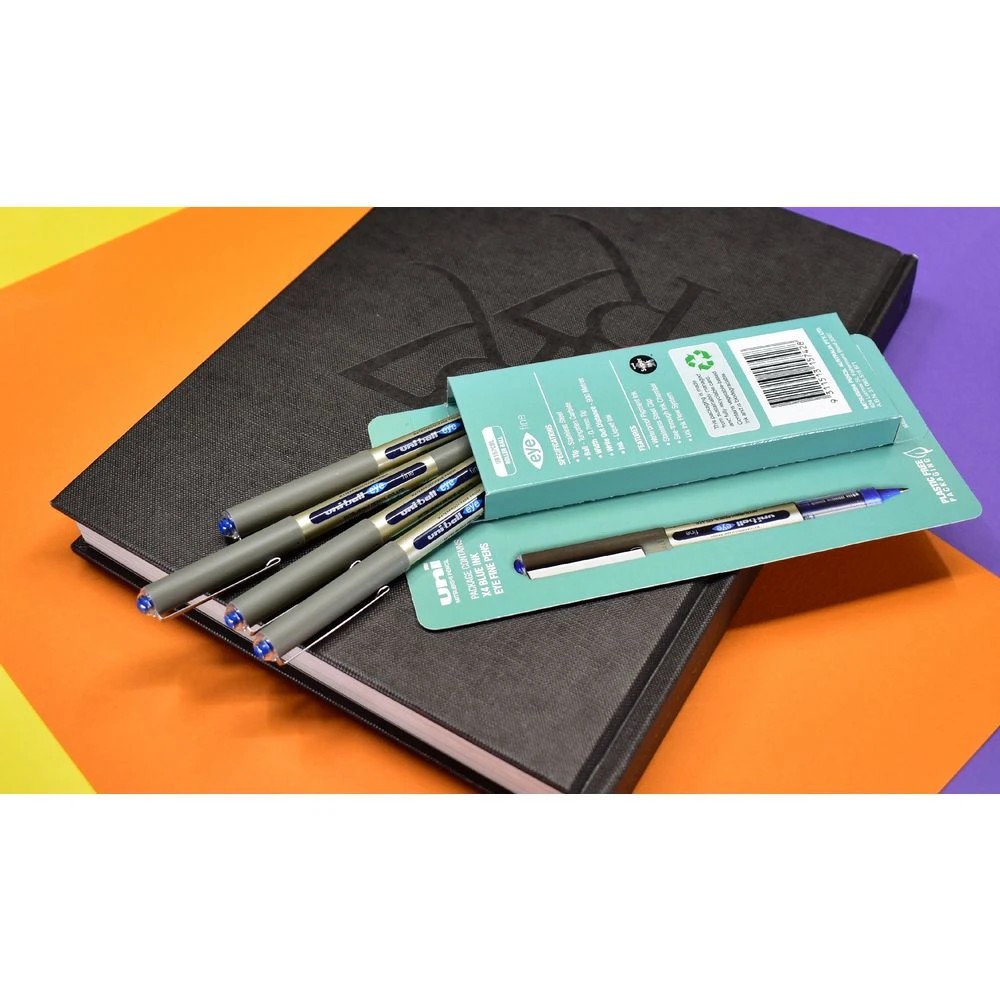 6 Uni-Ball Eye Fine Rollerball Pens Blue 4 Pack, 6 of 6