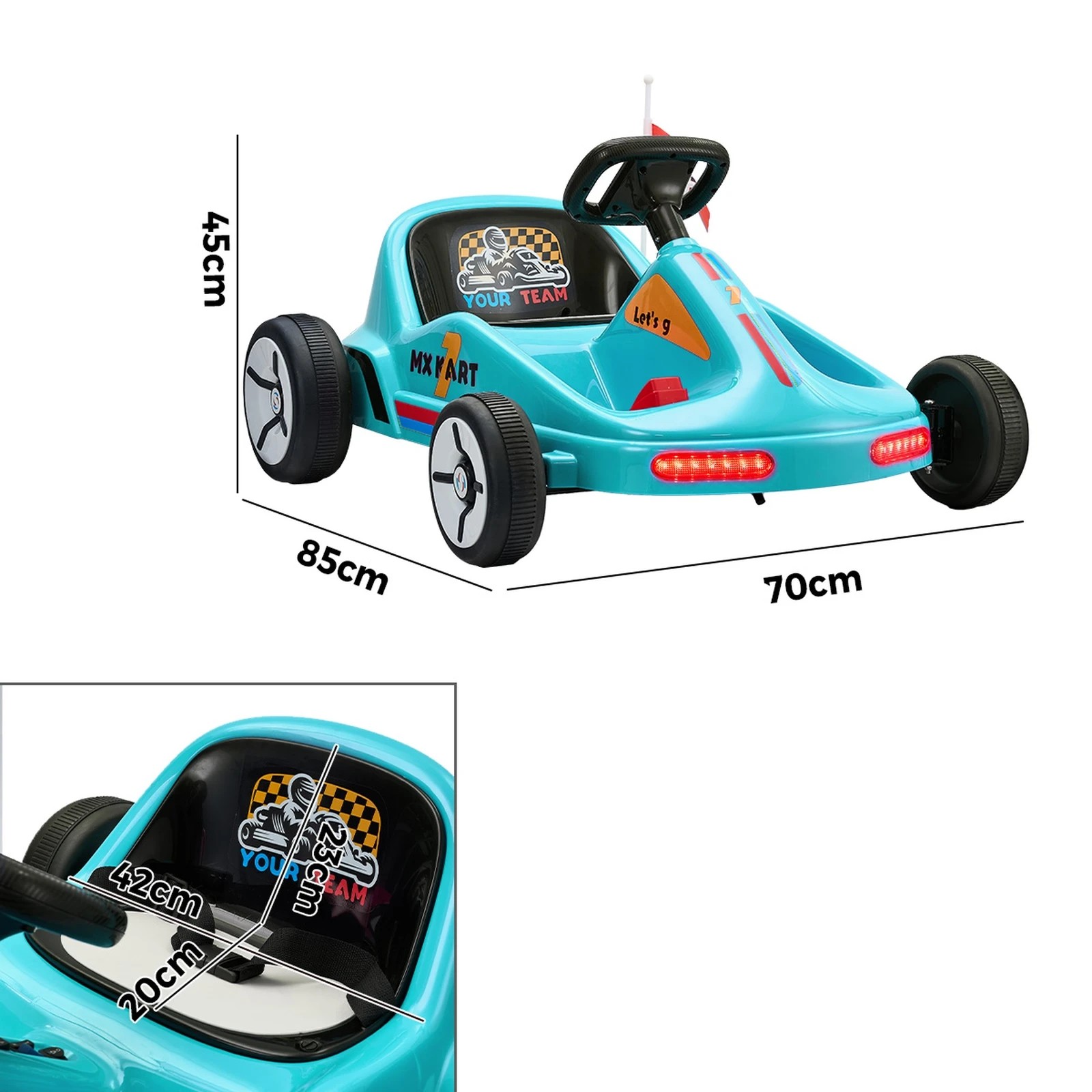 10 Mazam Kids Ride On Car Electric Kart Bluetooth Light Music Remote Control
 - Blue, 10 of 10