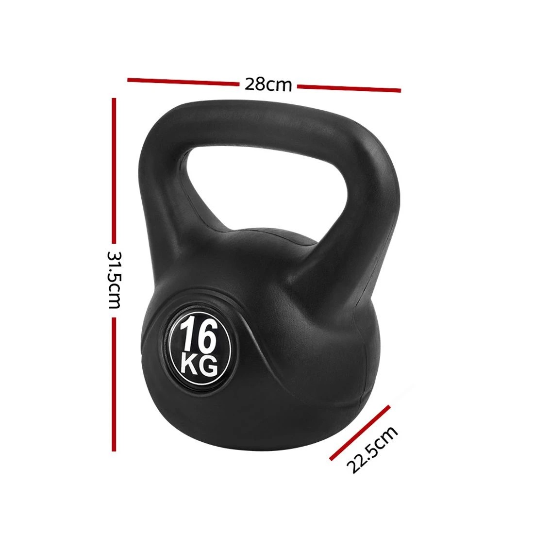 2 Everfit 16kg Kettlebell Set Weight Lifting Bench Dumbbells Kettle Bell Gym Home - Black, 2 of 6