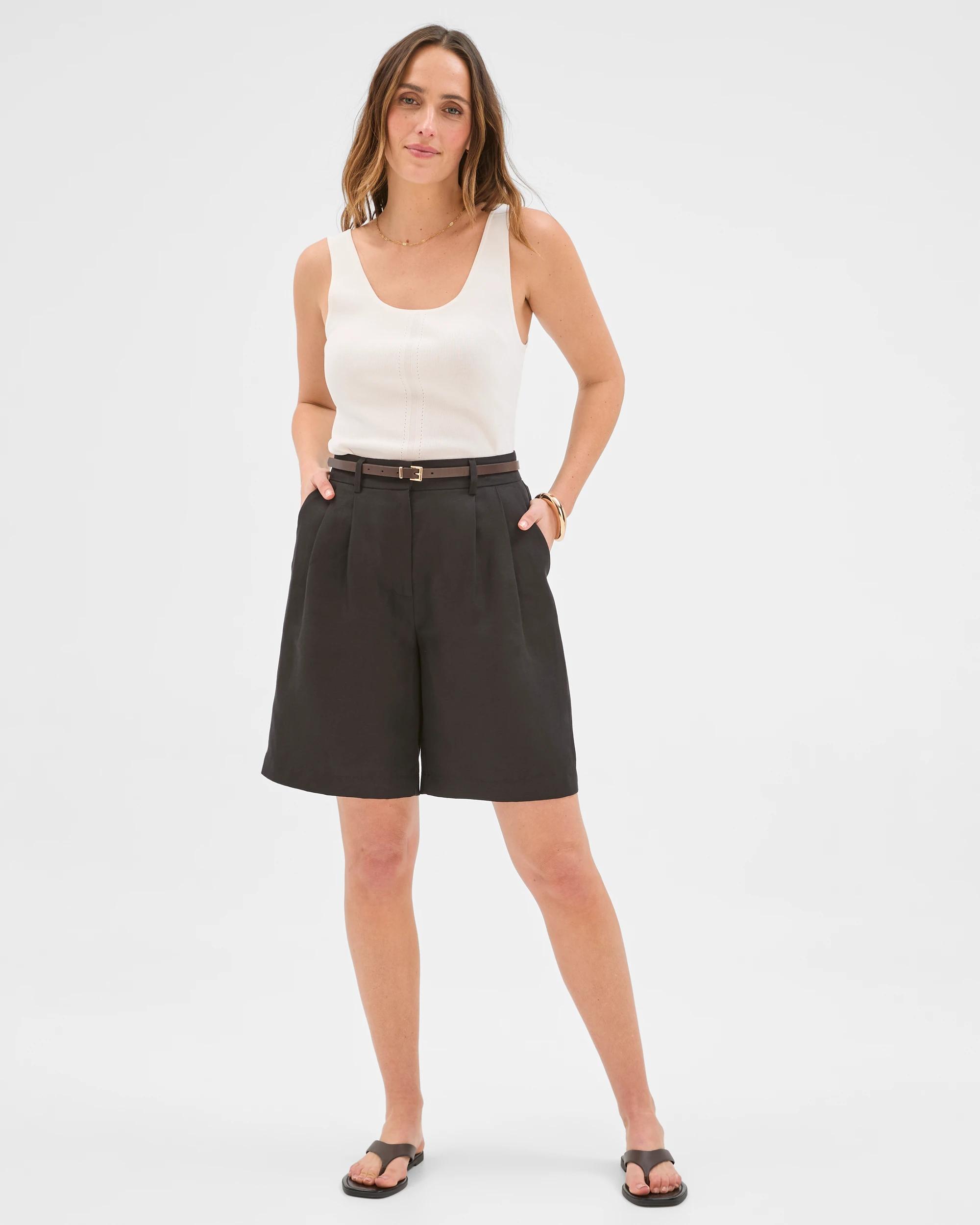 1 Preview Slim Fit Crepe Knit Detail Tank Top CLOUD DANCER, 1 of 7