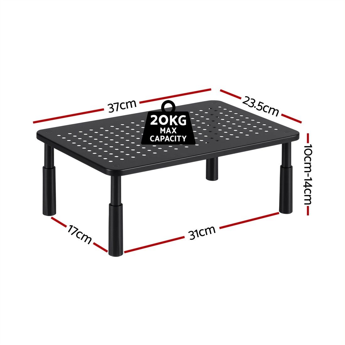 2 Artiss Monitor Stand Adjustable Riser For Computer Monitor And Laptop 3 Height Desk Organizer - Black, 2 of 2