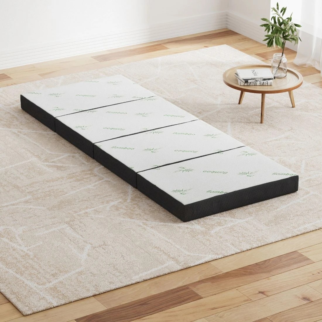 3 Giselle Bedding Foldable Mattress Folding Foam Sofa Bed Mat Bamboo Portable Easy Storage Comfortable Support
 - black, 3 of 4