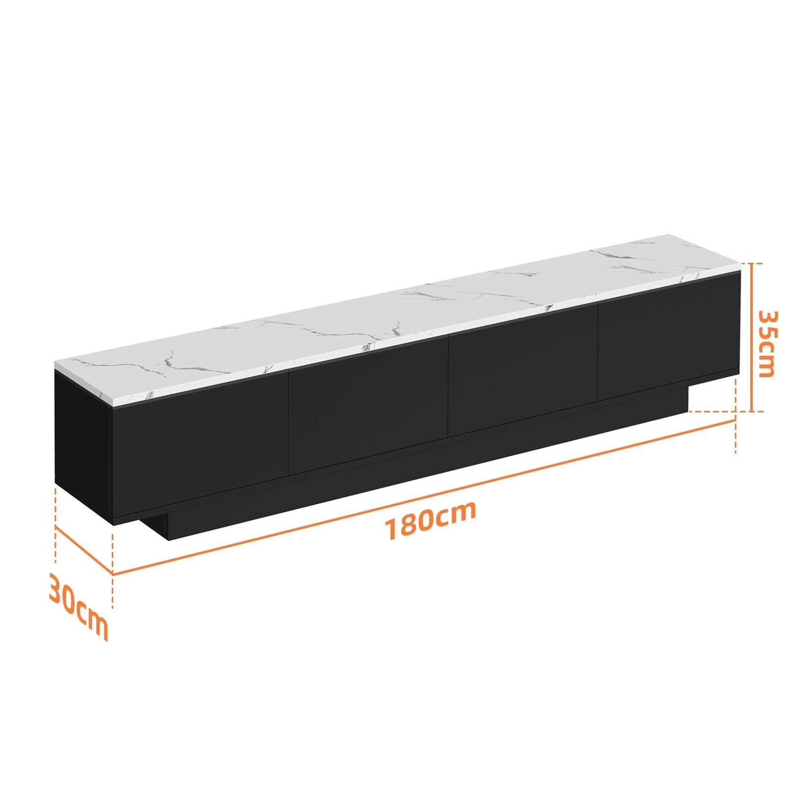 2 Ausway Modern TV Cabinet 180cm Marble Effect UV Gloss Stand Storage Drawers Cupboards Entertainment Unit, 2 of 6