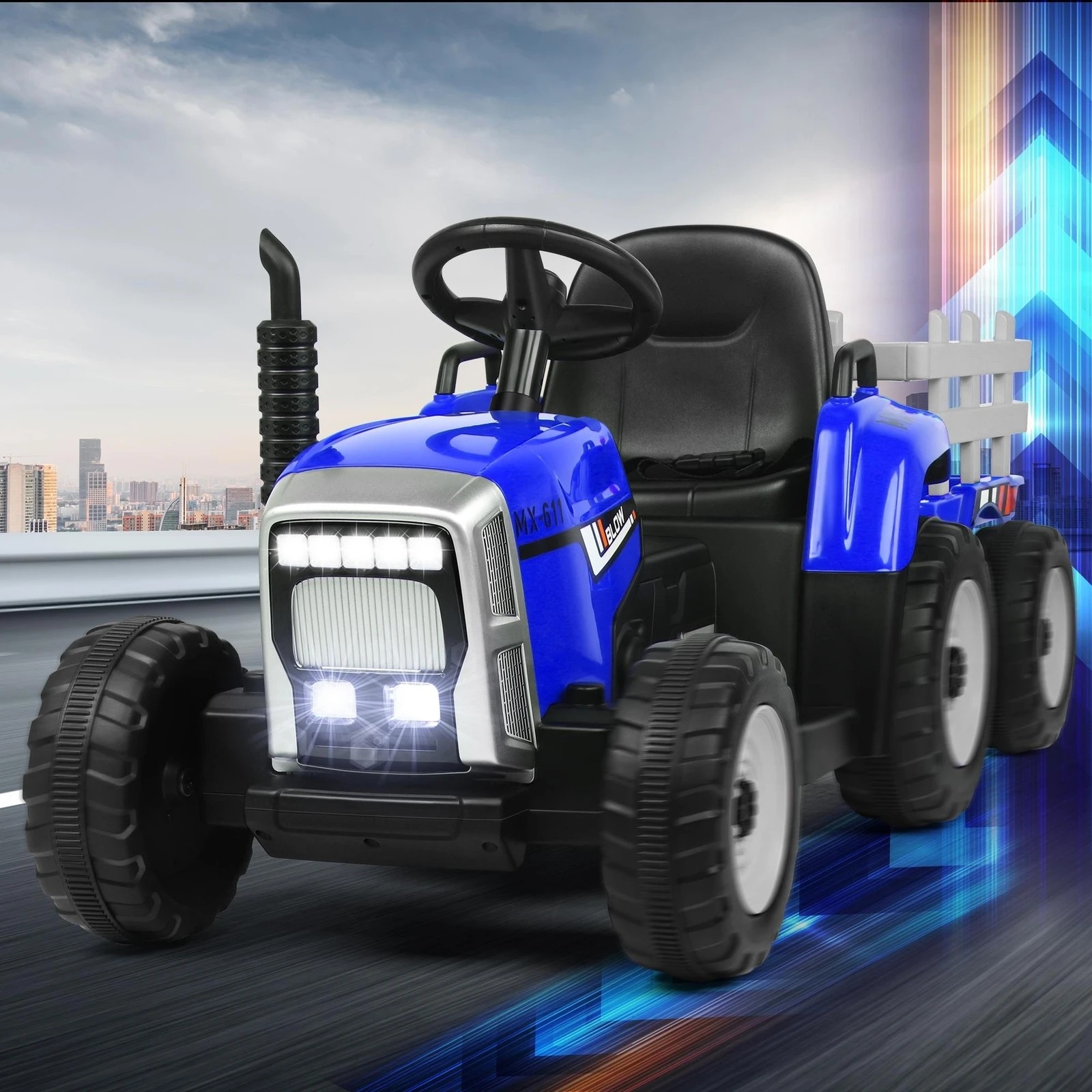 2 Alfordson Kids Ride On Car Tractor 12V Electric Toy Vehicle Child Toddlers - Blue, 2 of 10