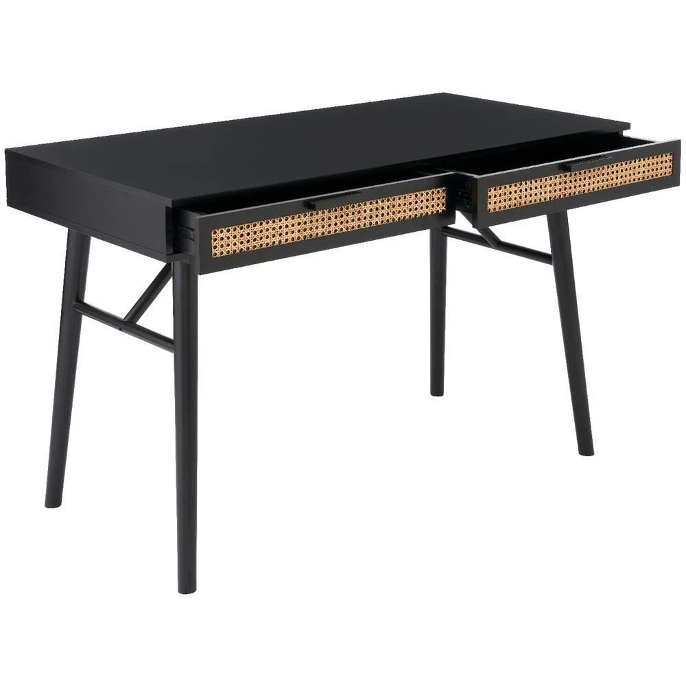 3 Nusa Rattan 1200mm 2 Drawer Desk Black Desks, Tables and Workstations, 3 of 10