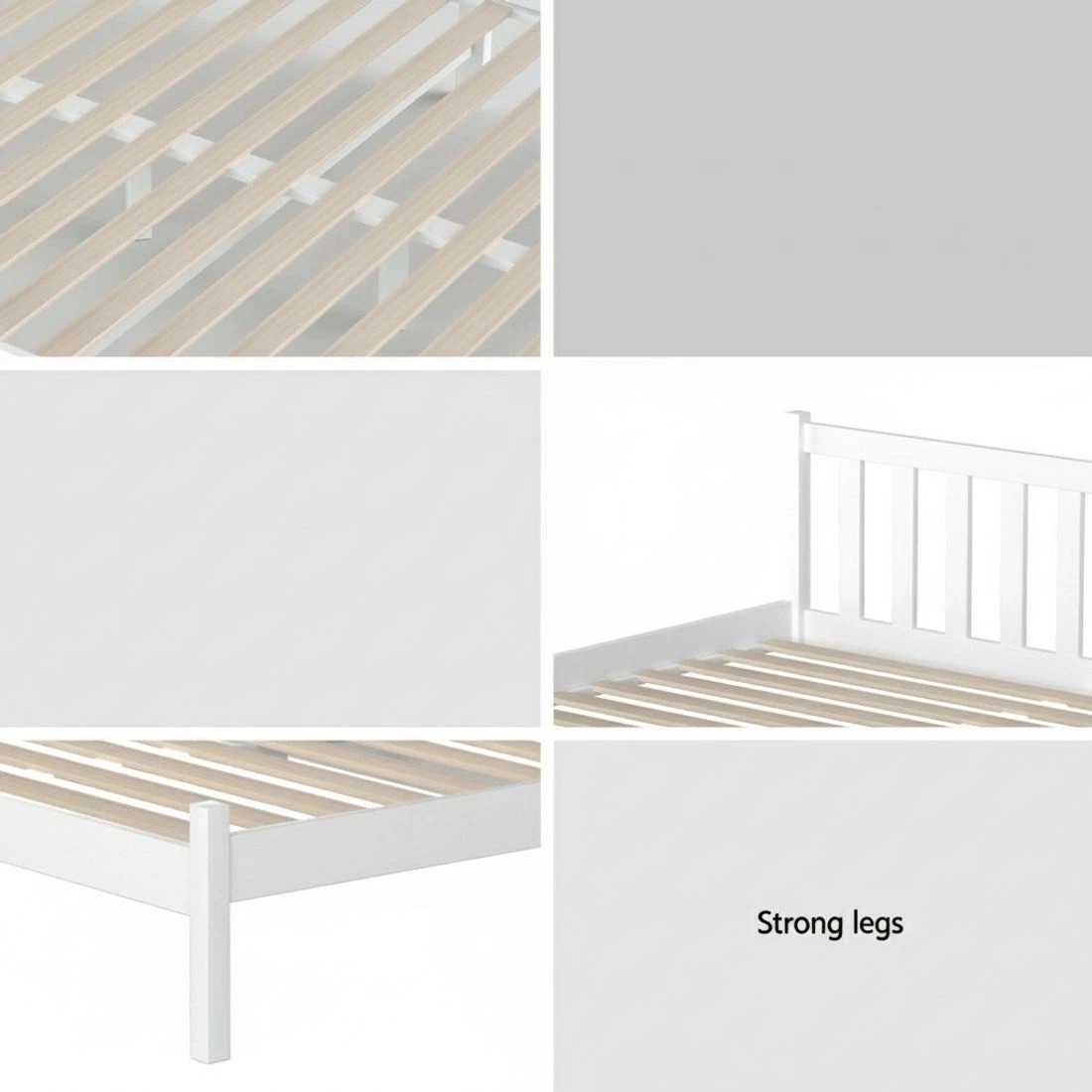 6 Artiss Bed Frame Single Size Wooden  SOFIE - White, 6 of 8