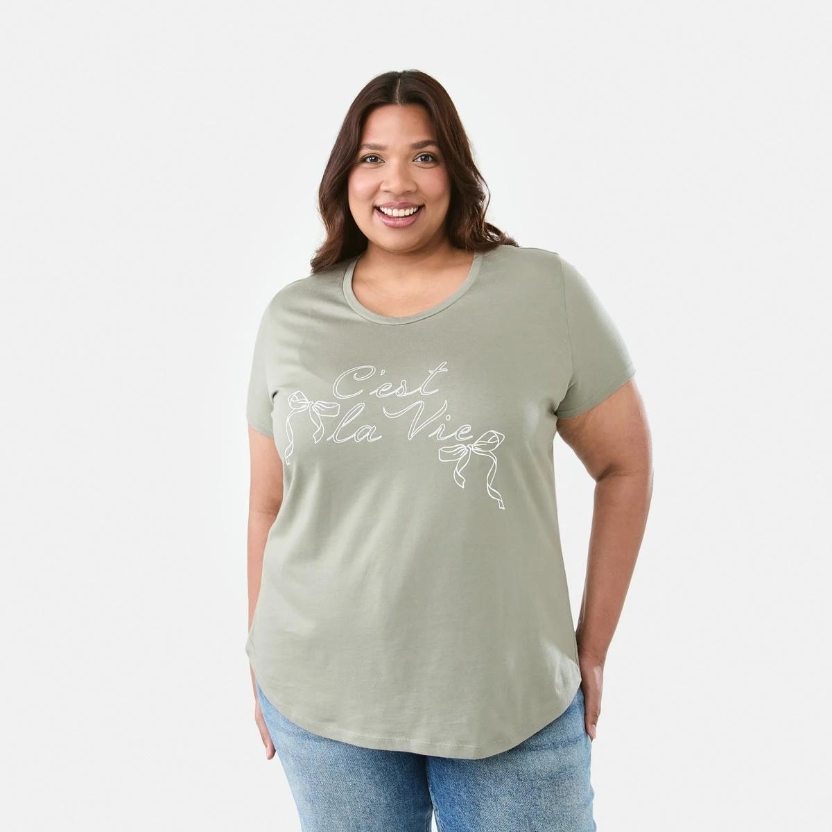 1 Curve Short Sleeve Basic Print T-shirt Cest La Vi, 1 of 5