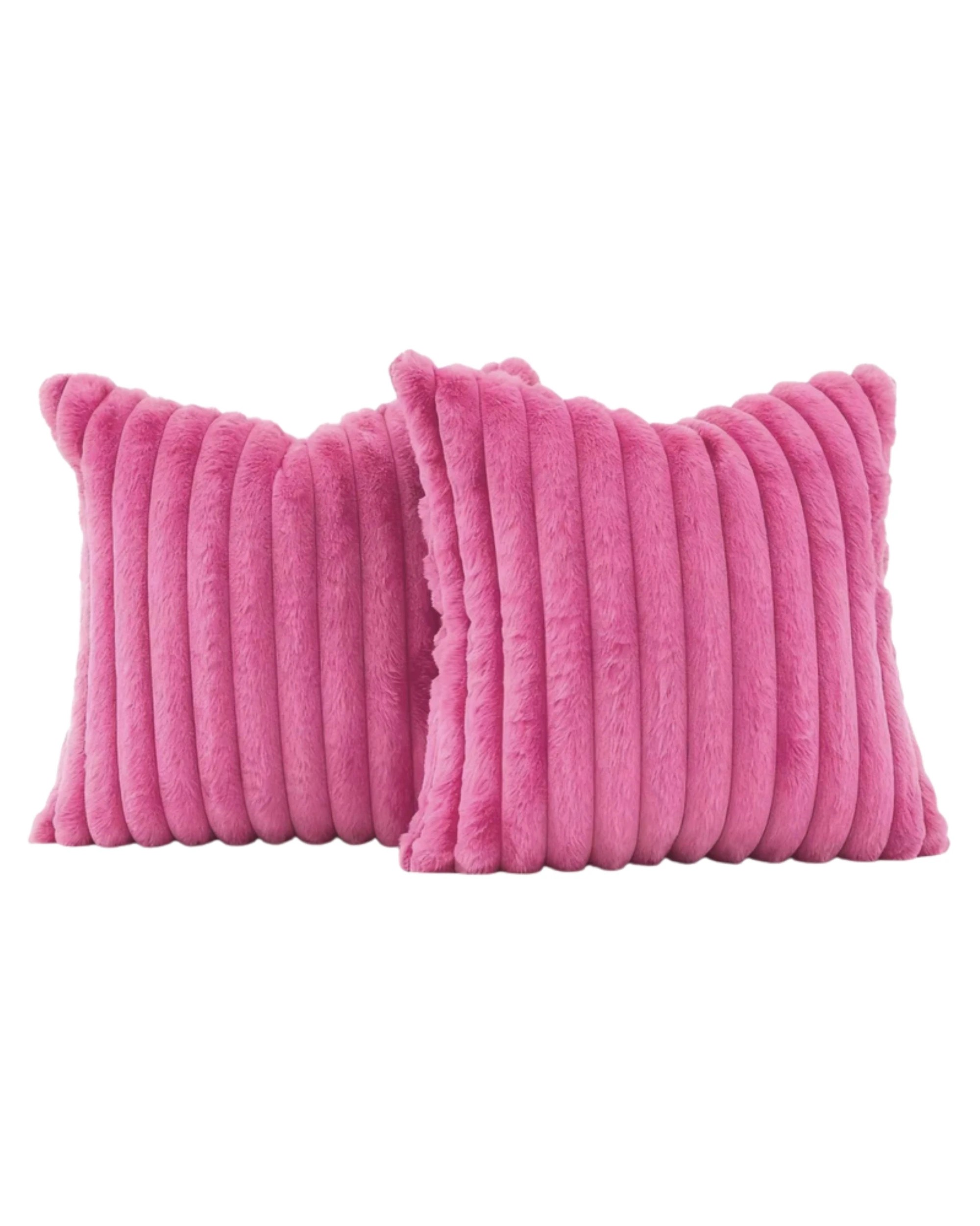 1 Gioia Casa 2-Pack Faux Fur European Pillowcases 65x65cm - Hot Pink, 1 of 2