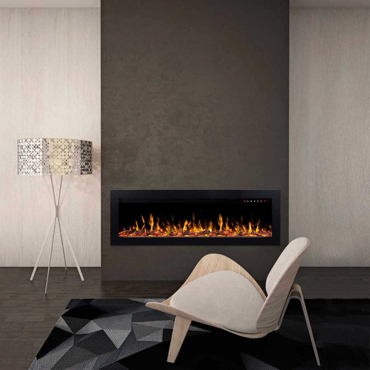 1 Moda Living Sonata 50 inch Electric Fireplace - Black, 1 of 6