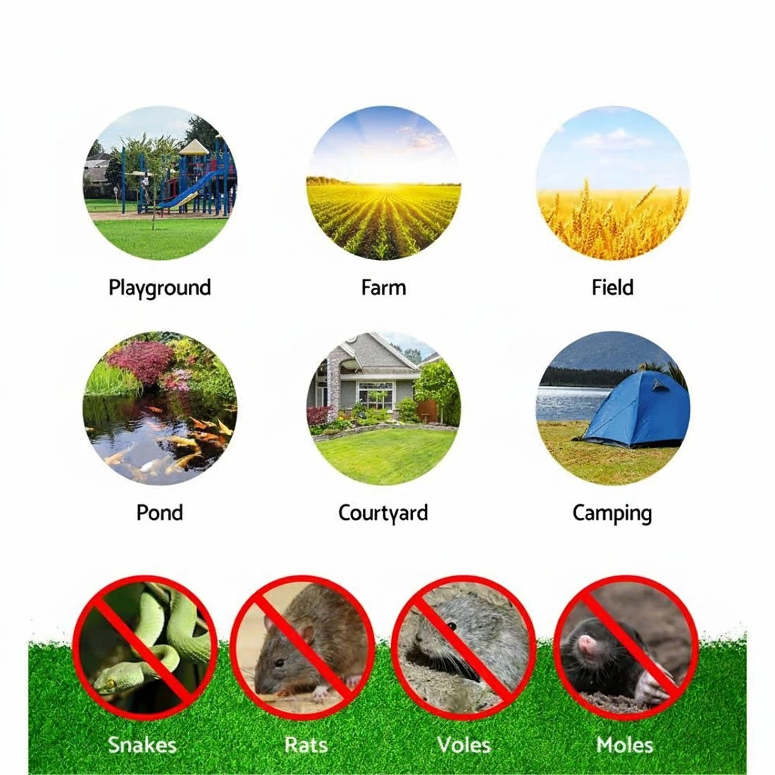 6 Gardeon Snake Repeller 6X Multi Pulse Ultrasonic Battery Powered Pest Repellent - Green, 6 of 6