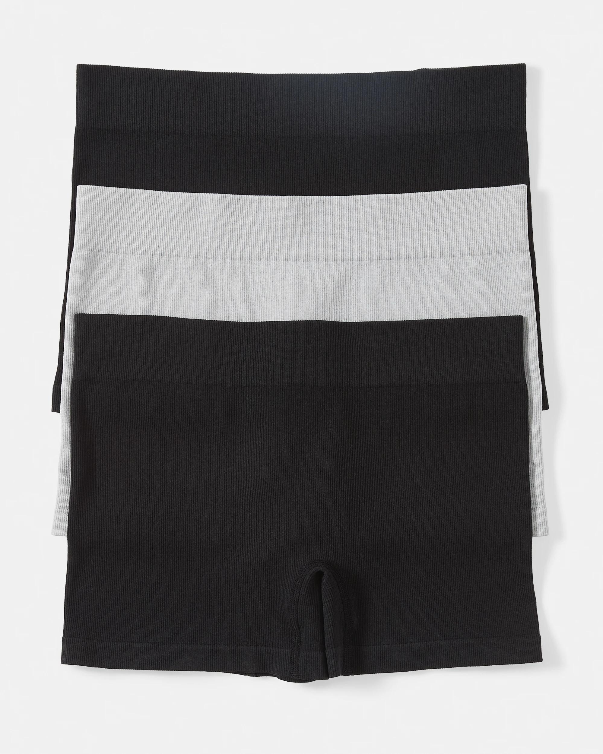 1 3 Pack Ribbed Shorties Bk Gm Bk, 1 of 8