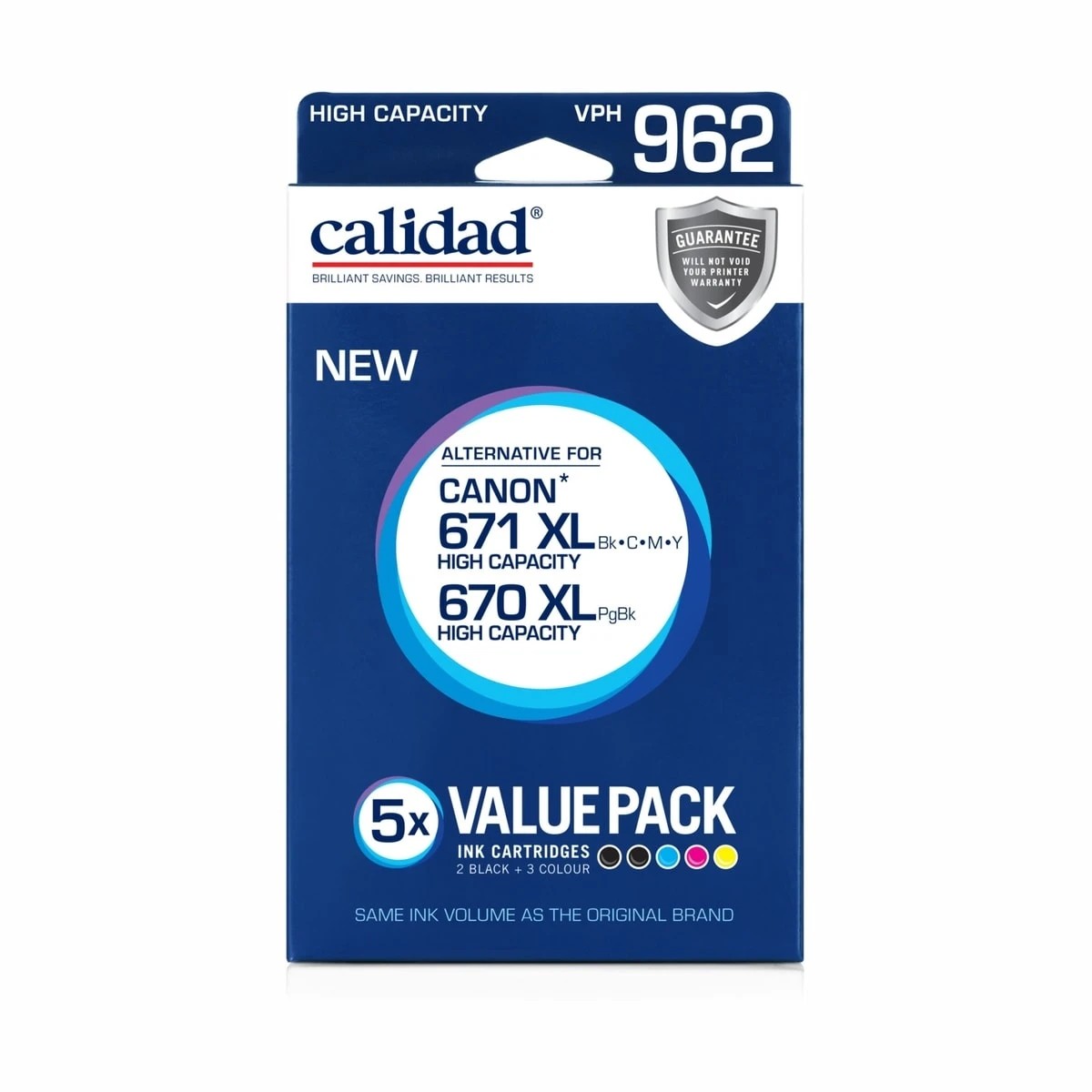 1 5 Pack Calidad High Capacity VPH 962 Ink Cartridges, 1 of 1
