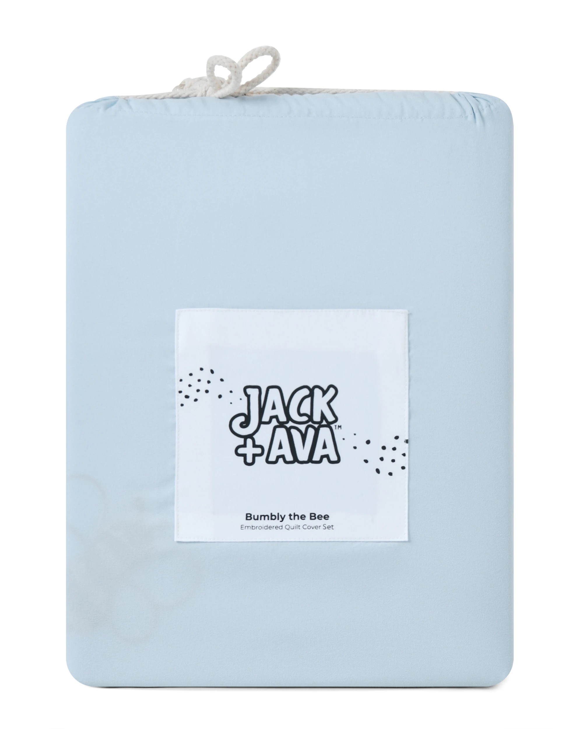 7 Jack & Ava Bumbly the Bee Embroidered Kids Quilt Cover Set - Double Bed - Sky Blue, 7 of 7