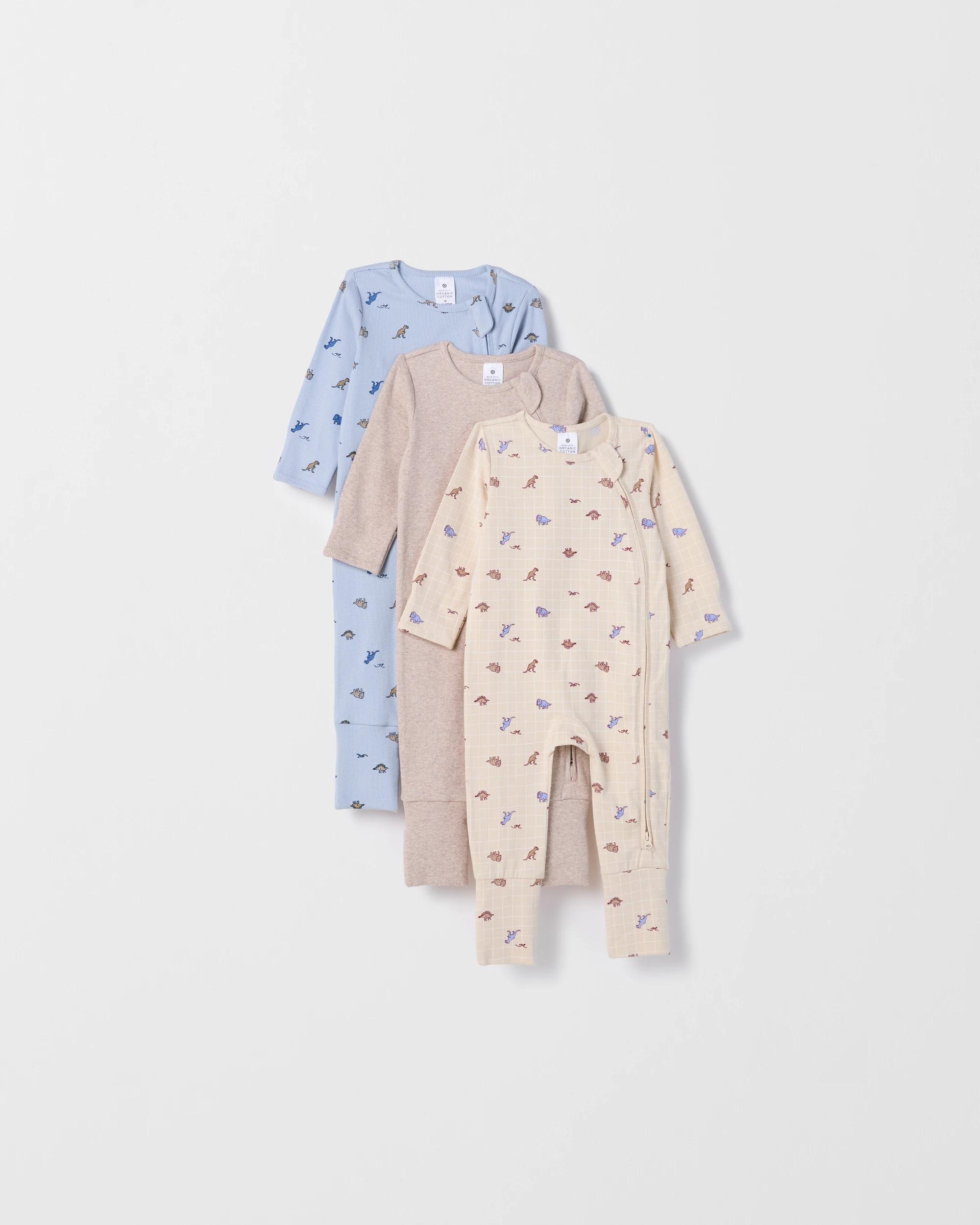 1 Target Baby Baby Organic Cotton 3 Pack Zip Coverall WHITECAP GRAY, 1 of 5