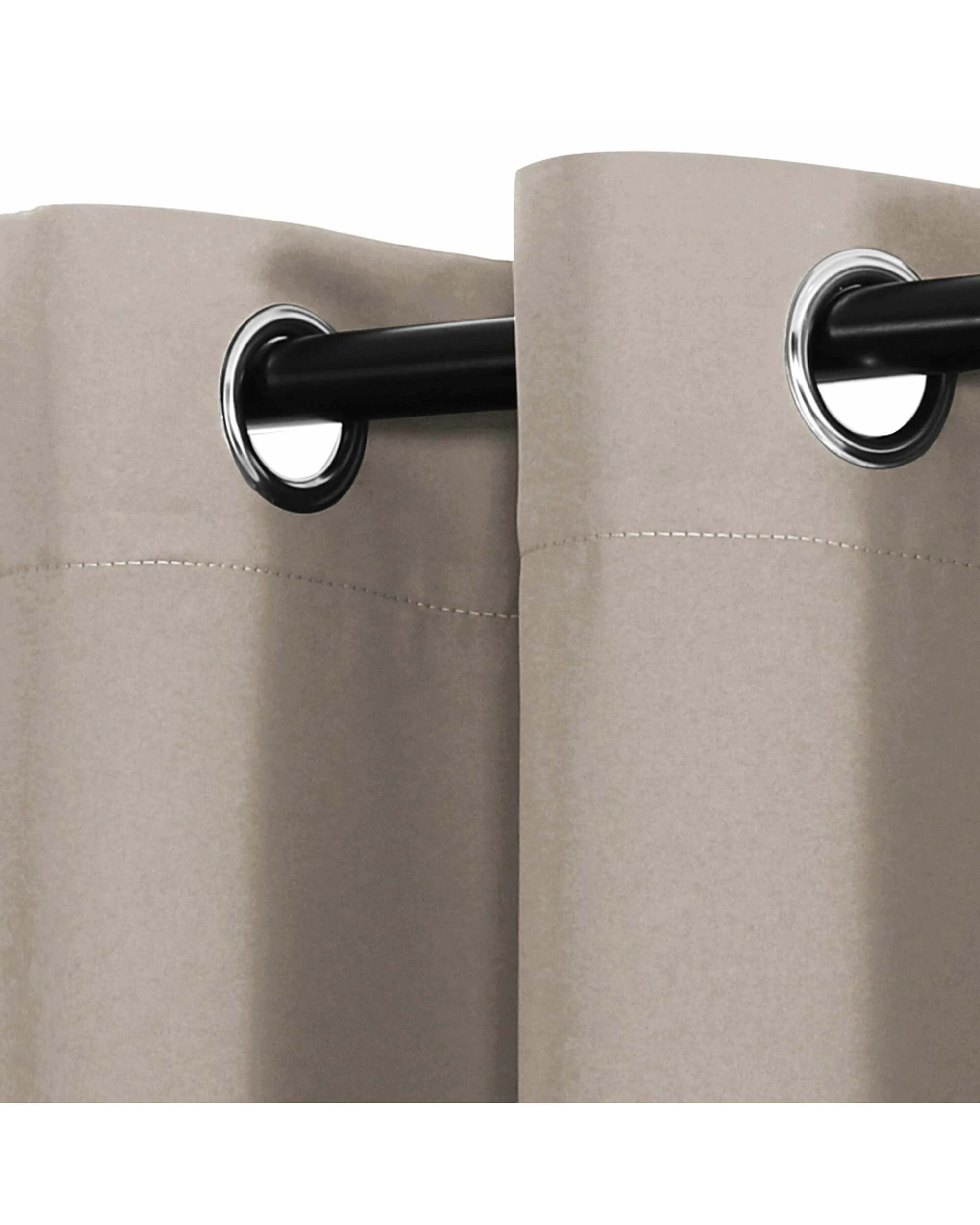3 Smarcute Blockout Grommet Curtain with Black Liner Backing - 2X 132x160cm - Natural, 3 of 4