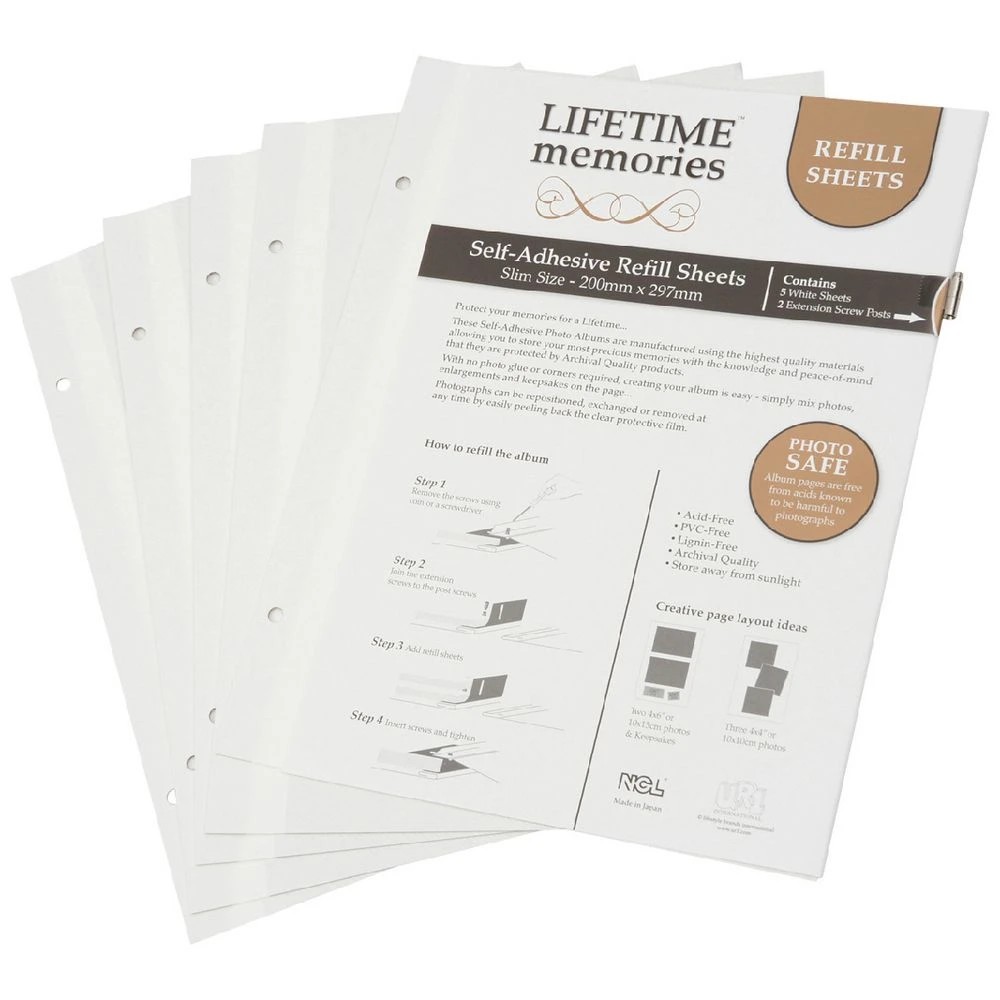 1 NCL A4 Self-Adhesive Photo Album Refills 5 Pack White, 1 of 3
