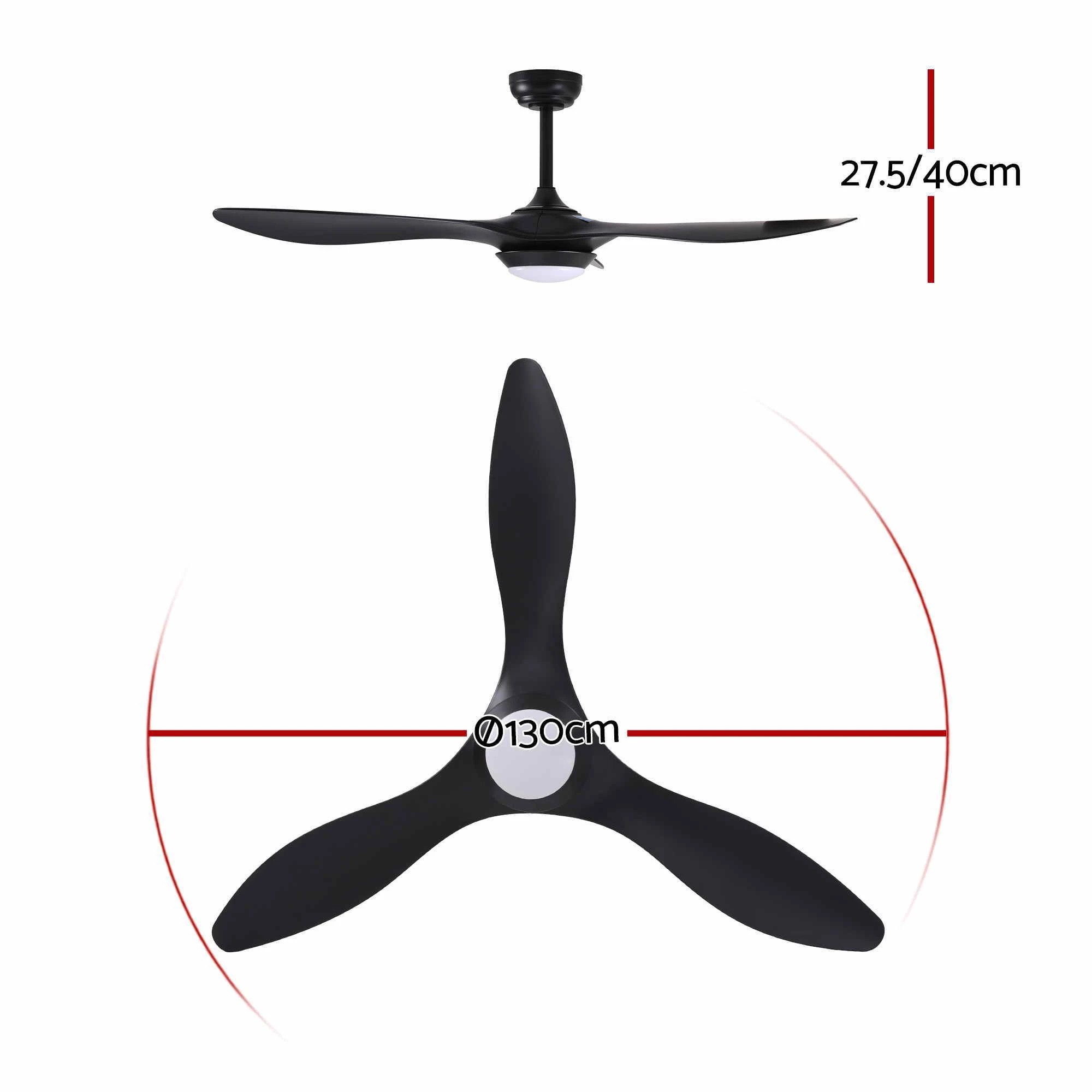 2 Devanti 52'' Ceiling Fan DC Motor w/Light w/Remote - Black, 2 of 9