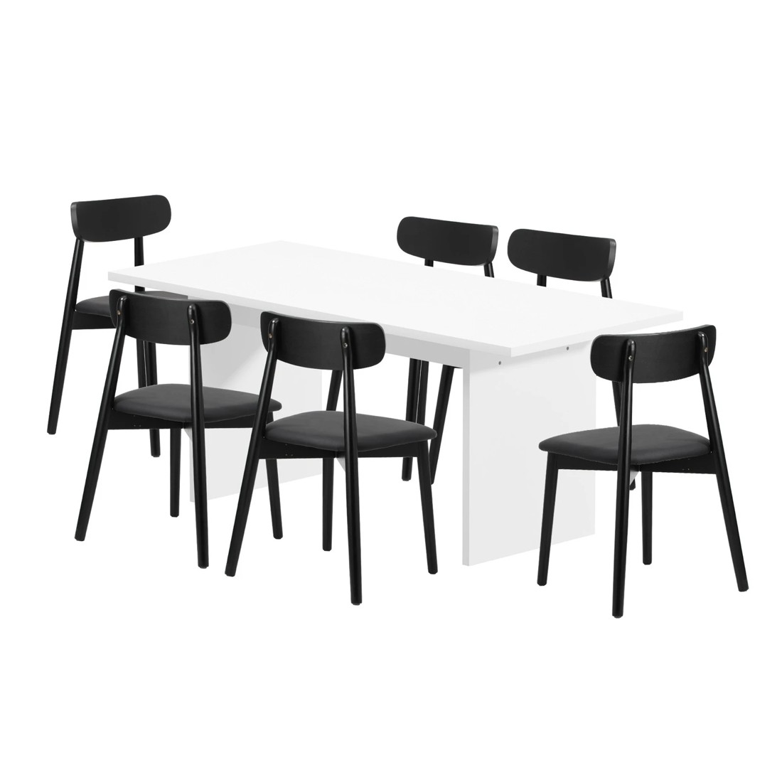 7 Oikiture 6-Seater Dining Table and Chairs Wooden Furniture Set - Black, 7 of 9