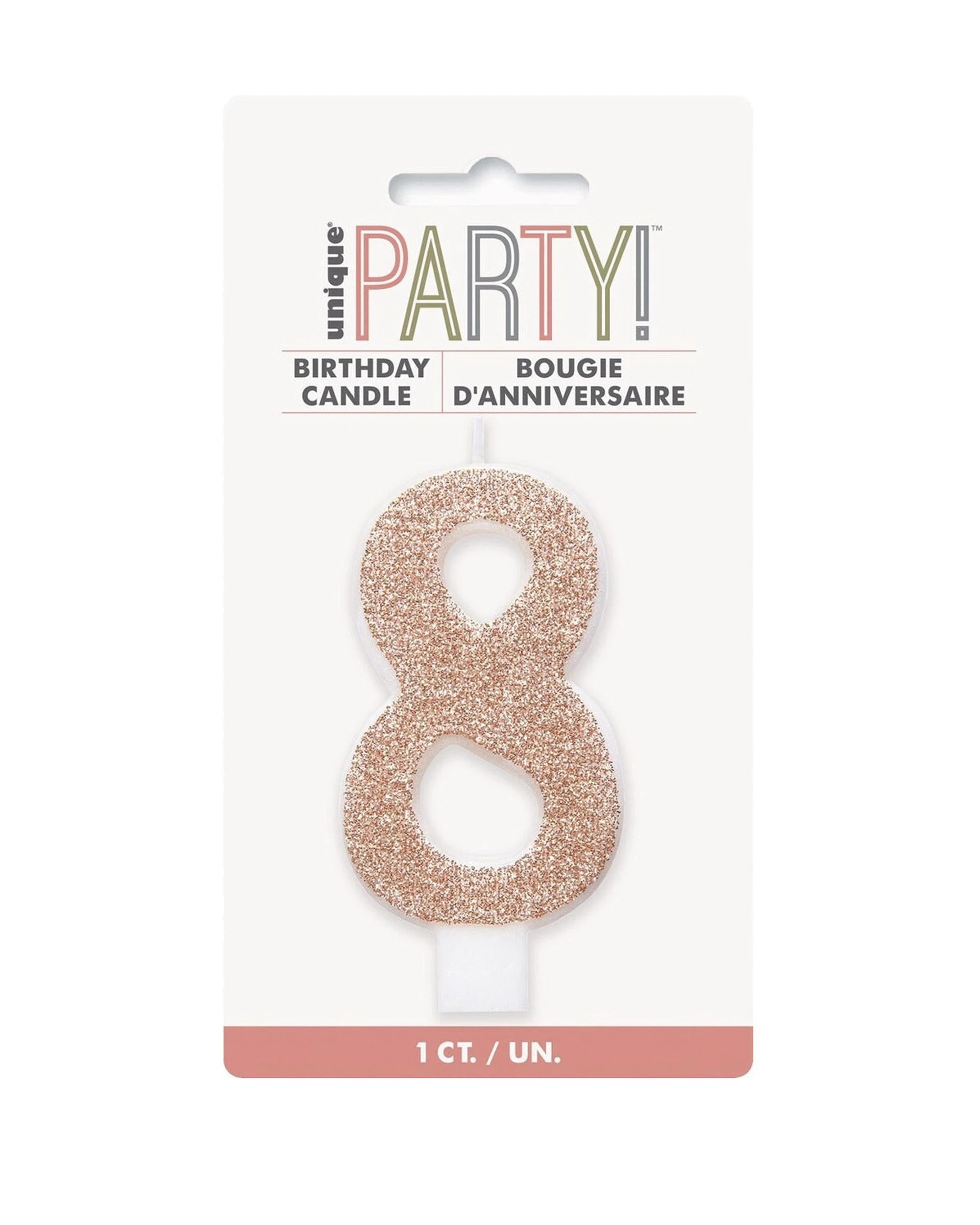 1 Meteor Party Numeral Candle 8 Birthday Cake Decoration Rose - Gold, 1 of 1
