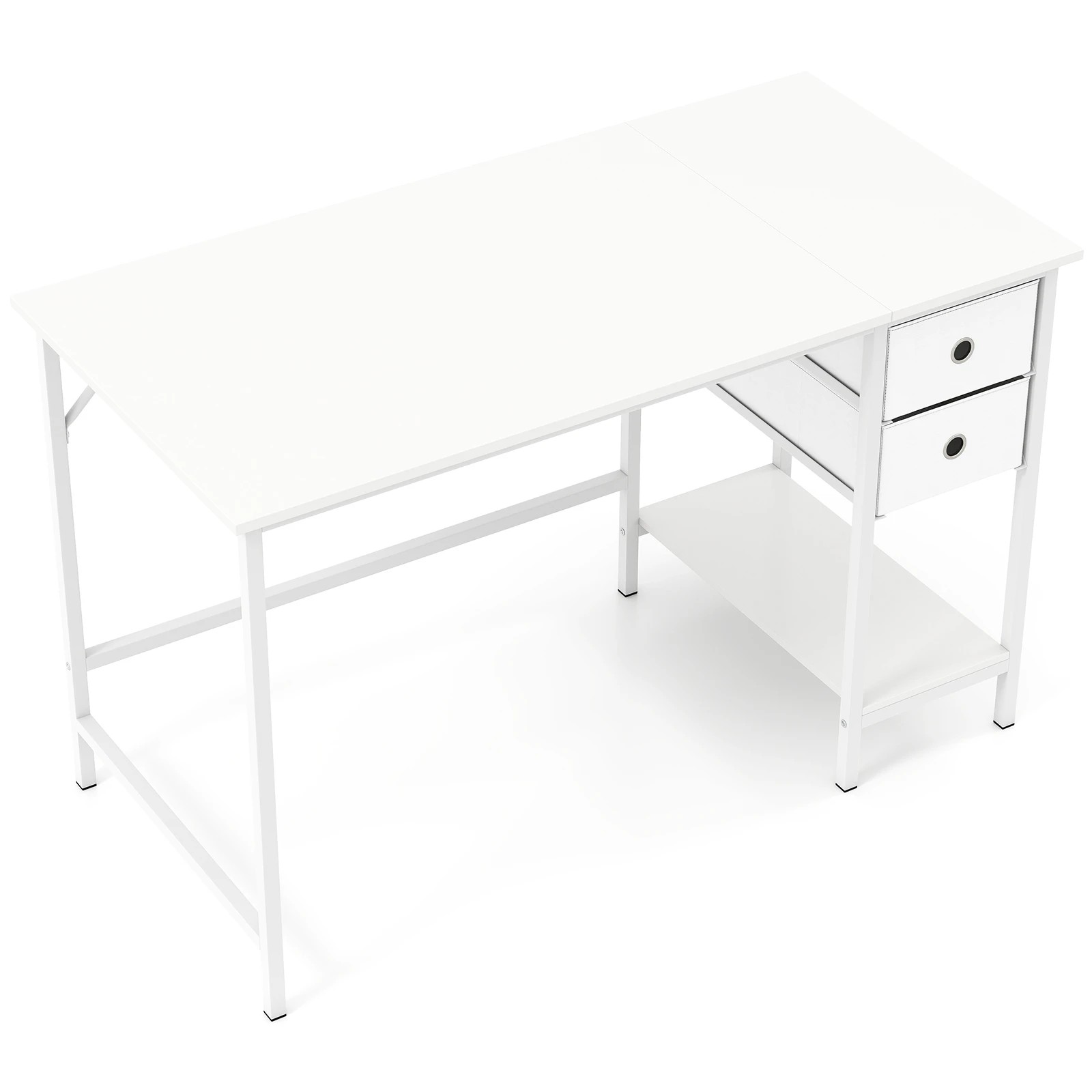 1 Costway 120cm Computer Desk w/Removable Drawers Study Workstation - White, 1 of 6