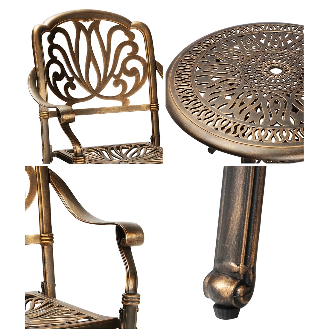 6 Livsip Outdoor Furniture 5 Piece Dining Set Chairs Table Bistro Set Patio Garden
 - Bronze, 6 of 10