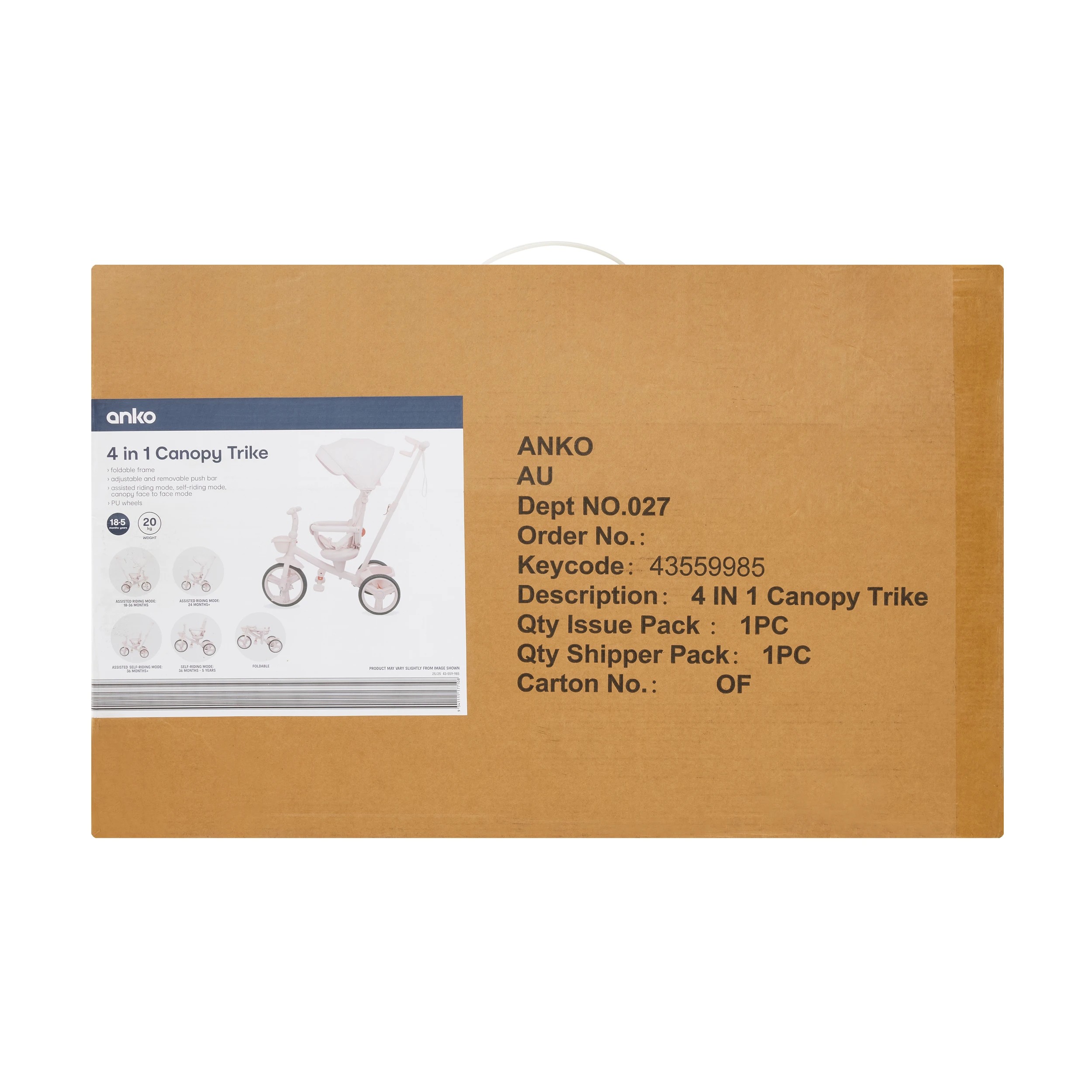 10 4 in 1 Canopy Trike - Pink, 10 of 10