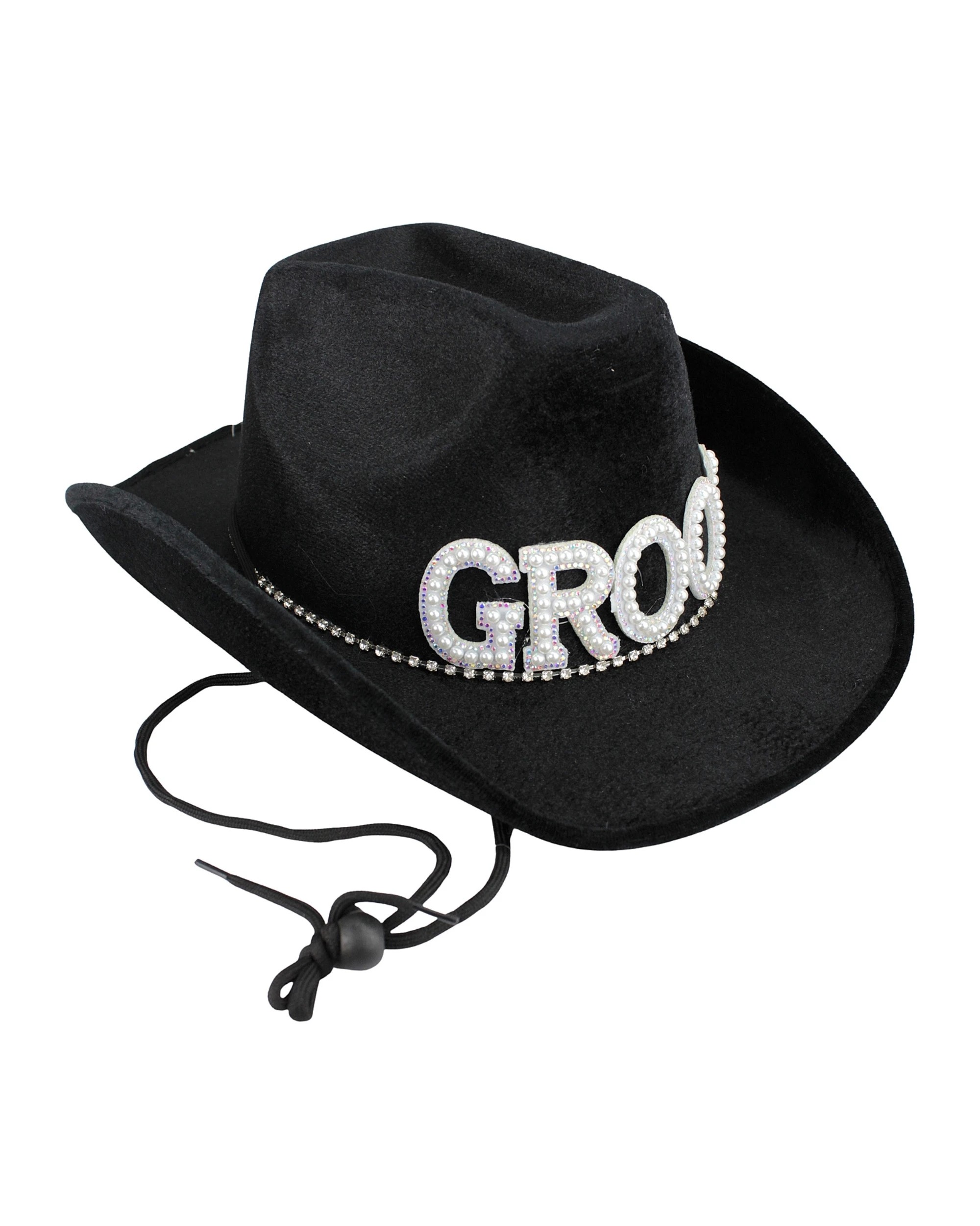 1 Oceana Groom Rhinestone Jewelled Cowboy Hat - Black, 1 of 3