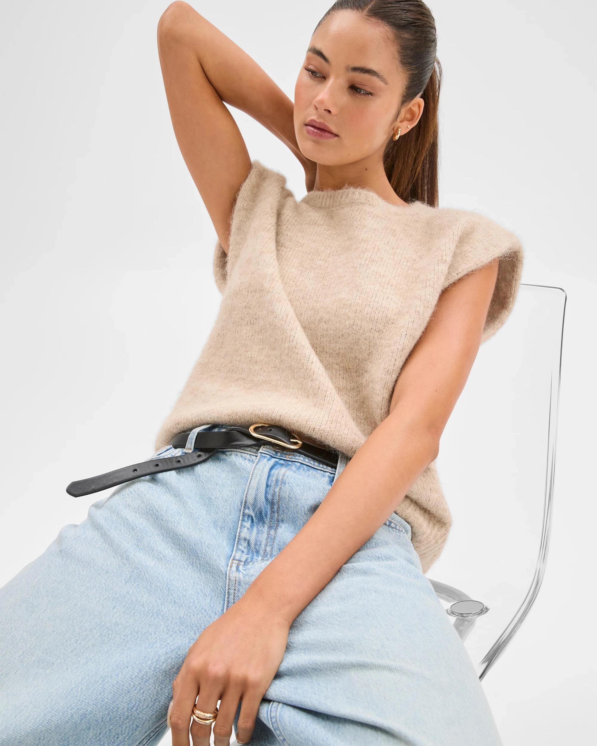 6 Lily Loves Exaggerated Shoulder Knit Vest PINE NUT, 6 of 8