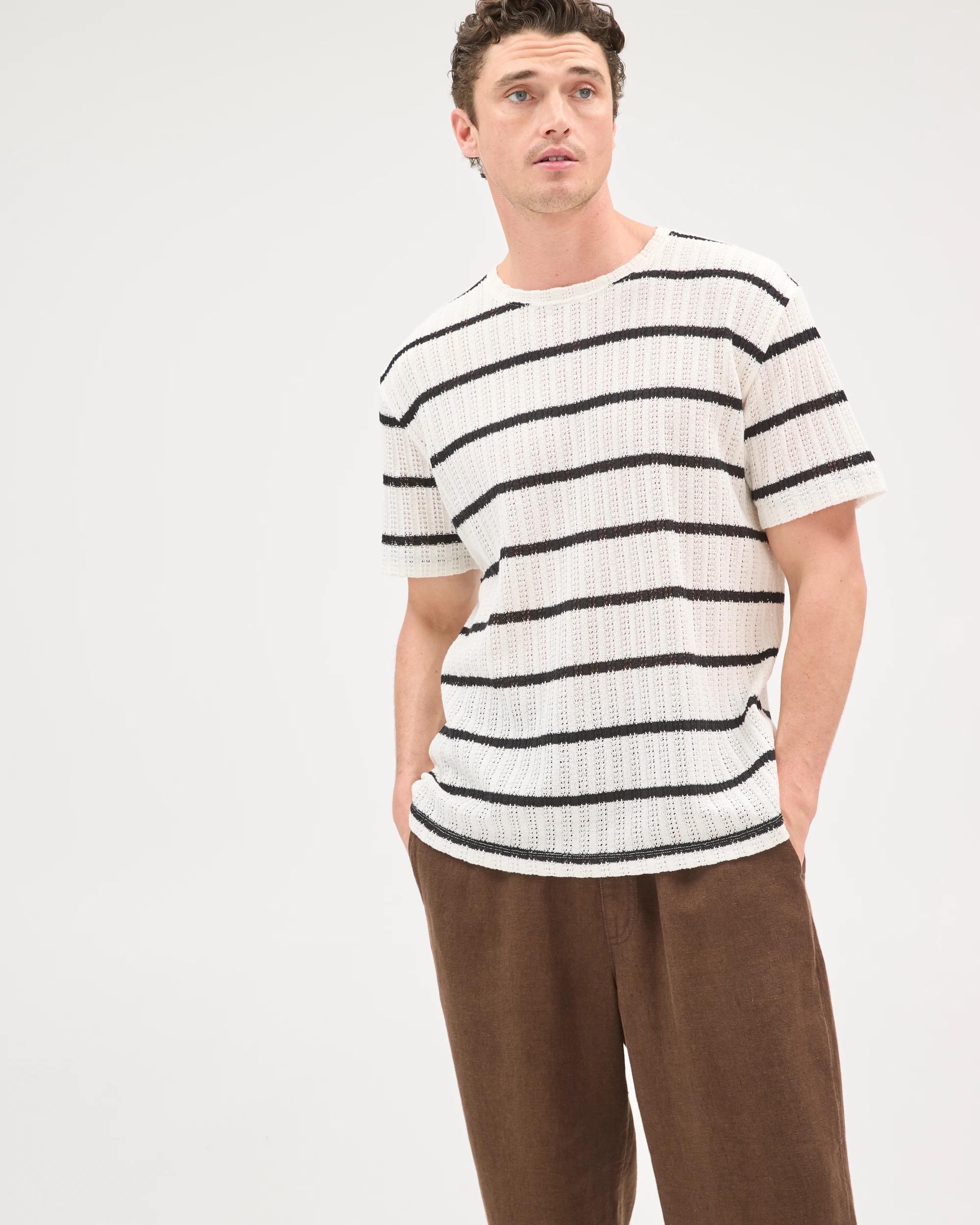 2 Target Man Australian Cotton Blend Pointelle Stripe T-Shirt NEUTRAL, 2 of 6
