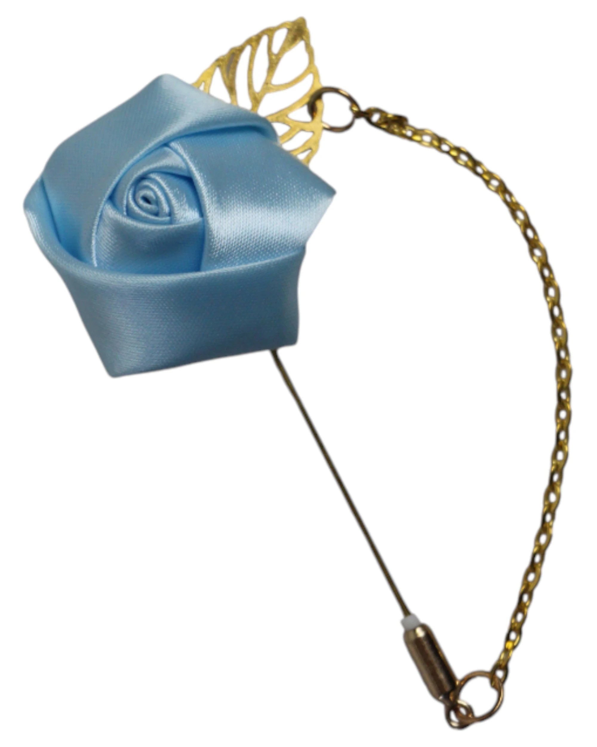 2 Zasel Womens Light Blue Rose With Gold Leaf Flower Suit Blazer Jacket Lapel Pin - Multi, 2 of 3