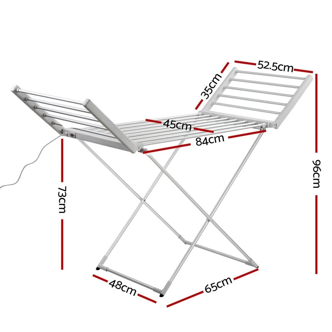 2 Devanti Electric Heated Towel Rail Rack 18 Bars Freestanding Clothes Dry Warmer - Silver, 2 of 7