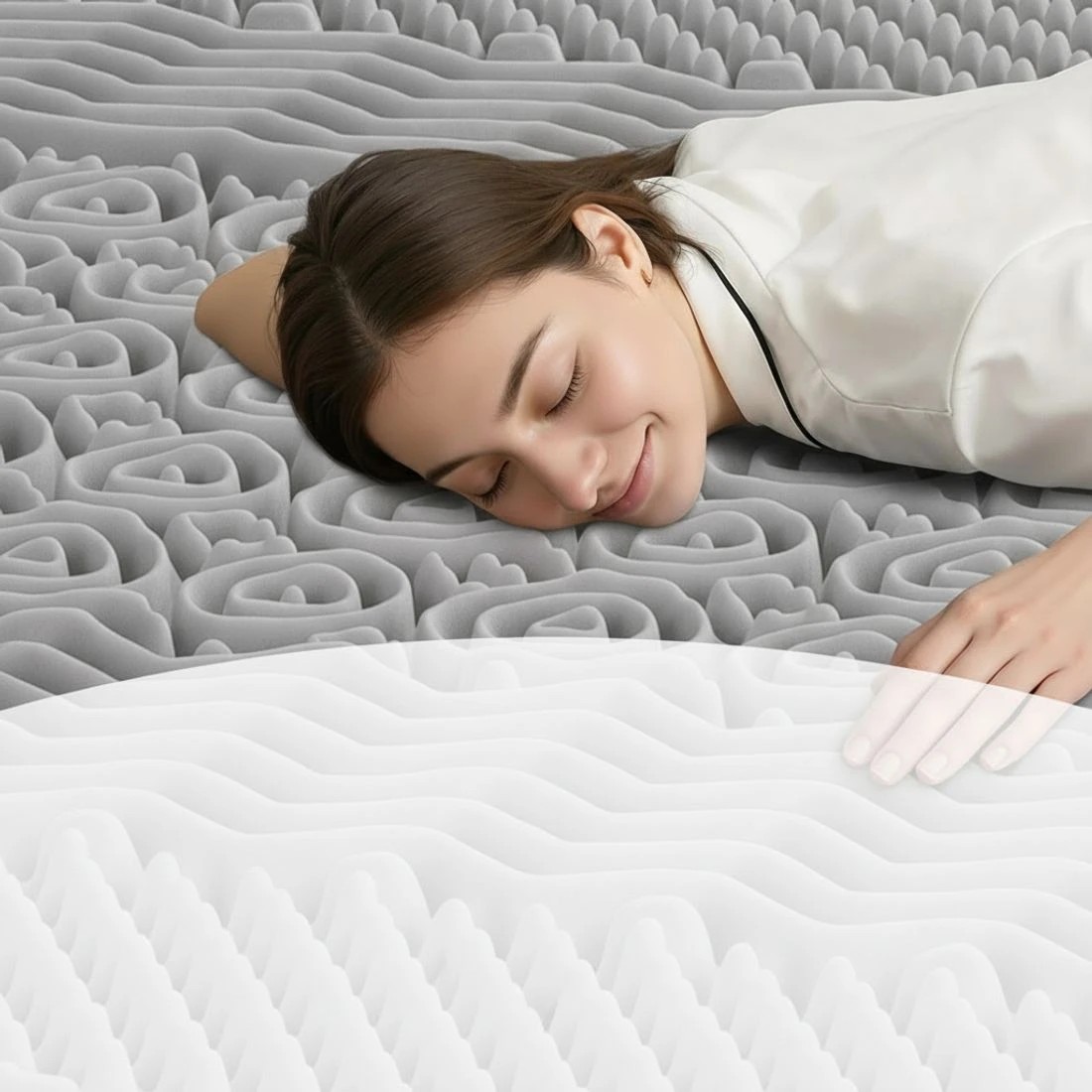 8 Giselle Bedding 8cm Memory Foam Mattress Topper 7-Zone Graphite Double - Double Bed - Grey, 8 of 9