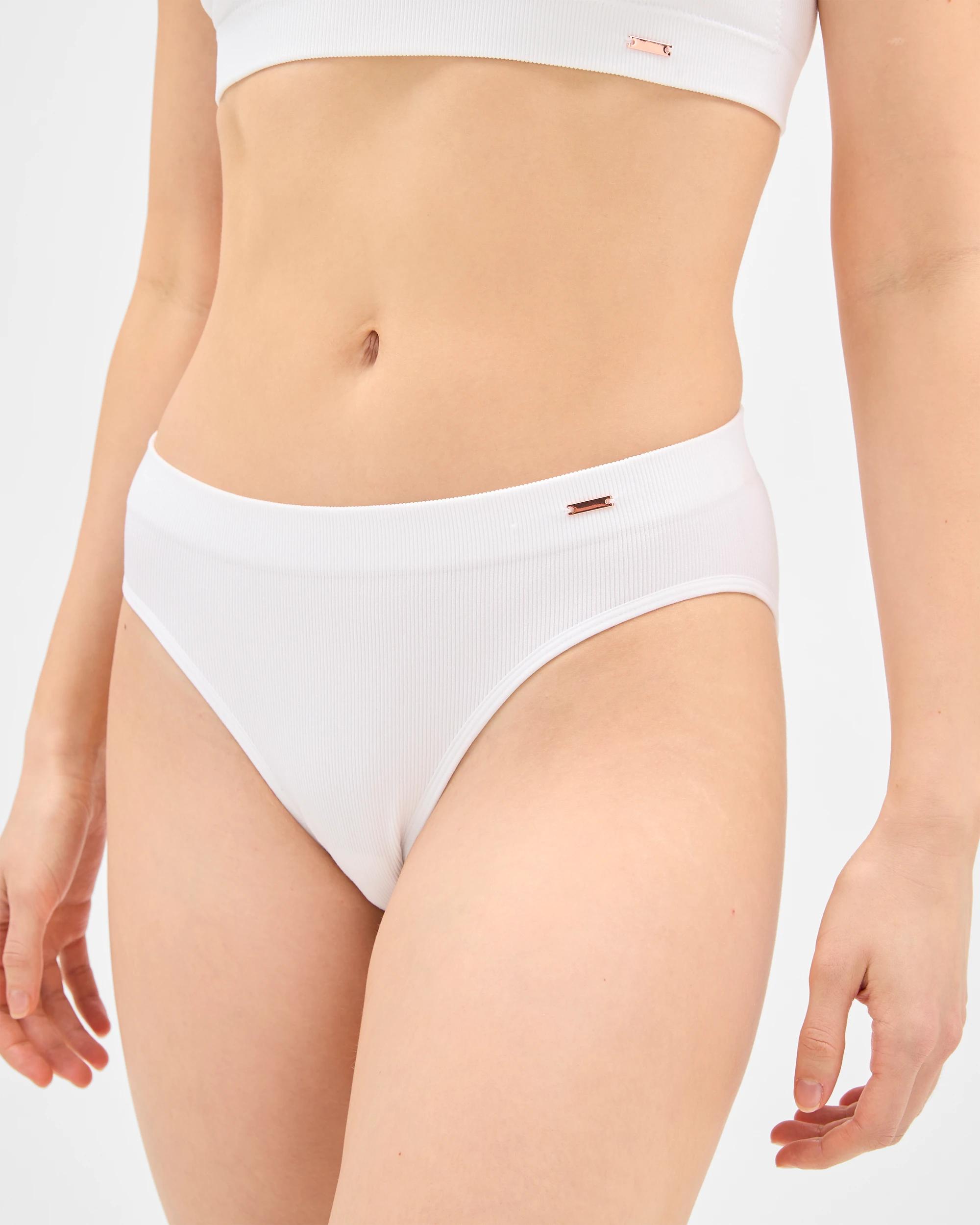 10 Lily Loves 2 Pack Rib Seamfree High Waist Bikini Briefs WHITE, 10 of 10