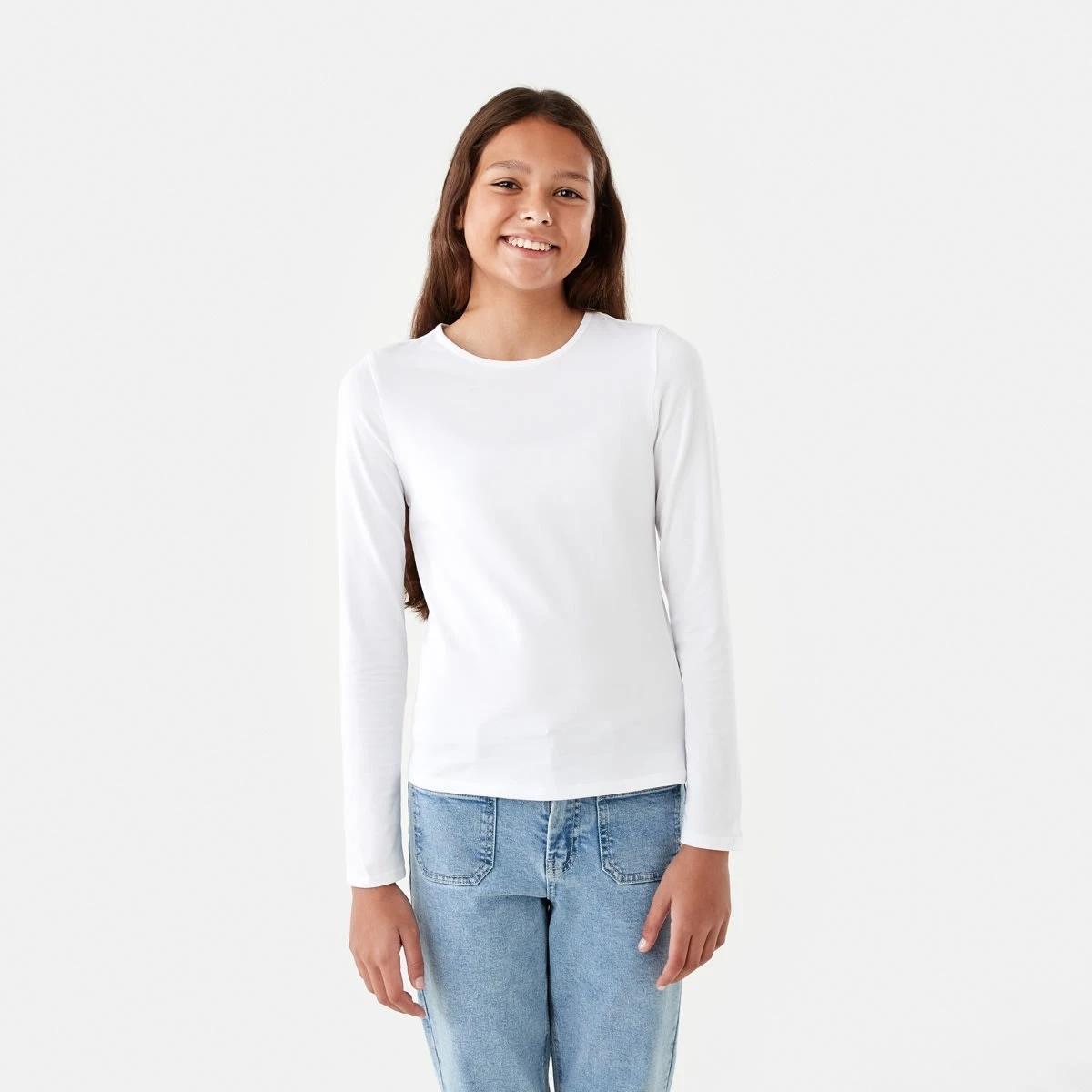 1 Plain Long Sleeve Top White, 1 of 8