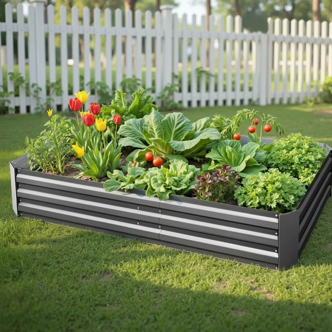 7 Green Fingers Garden Bed 210x90cm Planter Box Raised Container Galvanised Steel - Grey, 7 of 7