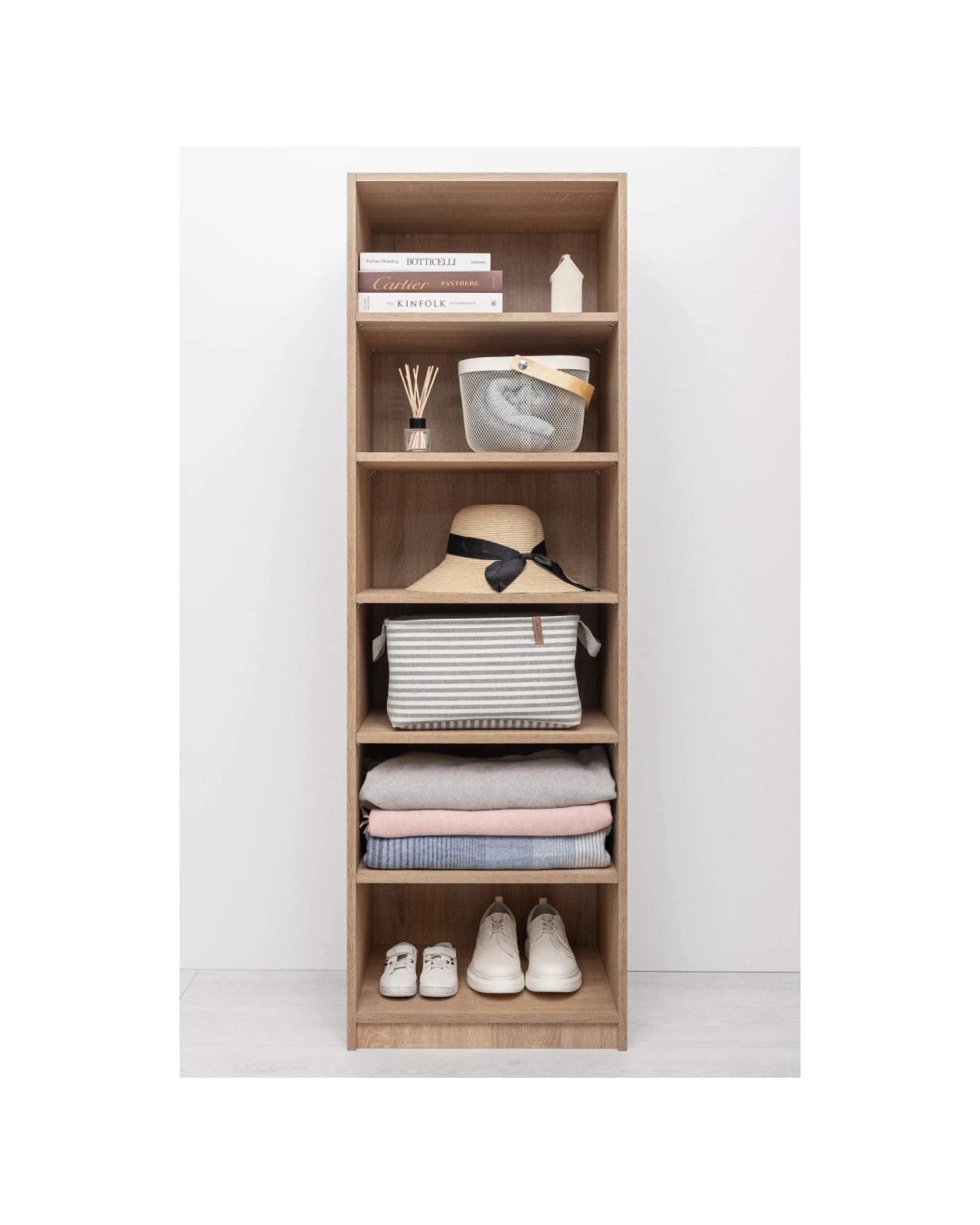 2 European Cabinetry Geneva Built In Wardrobe 6 Shelf Module Oak - Natural, 2 of 4