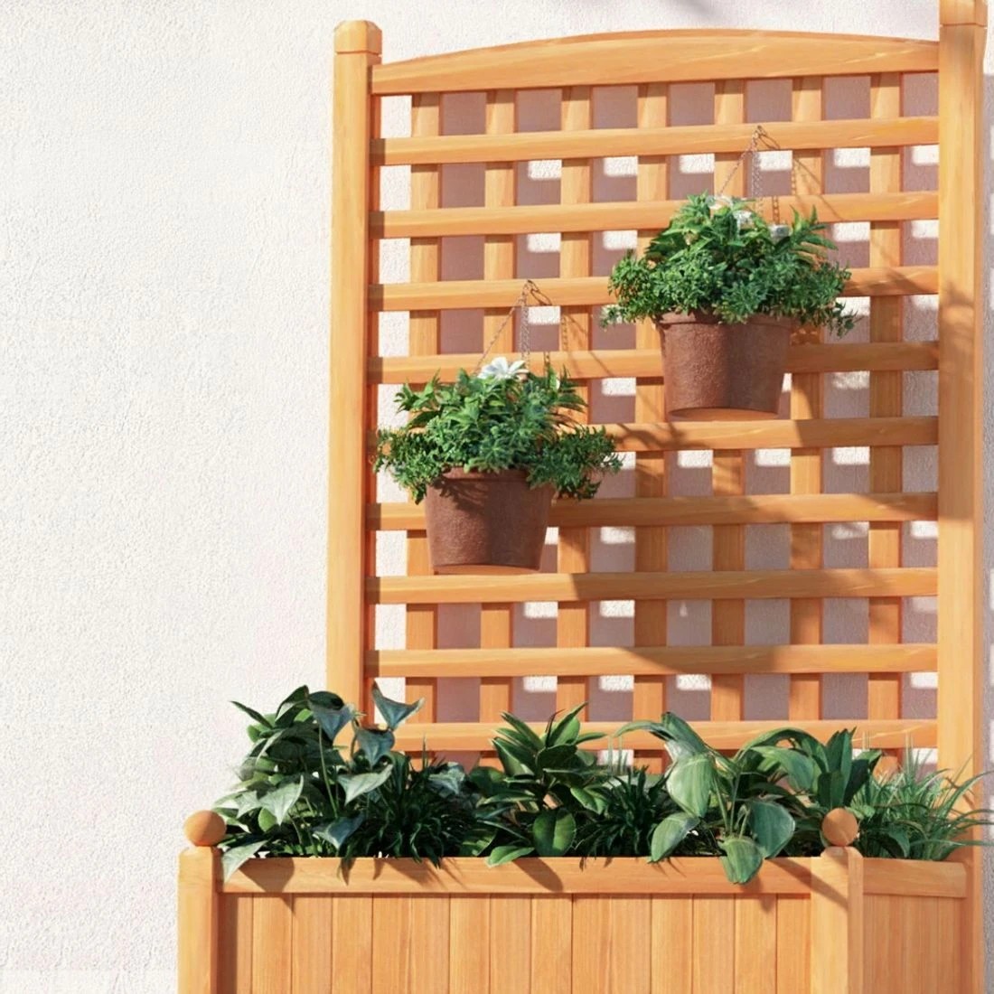 4 Green Fingers 2X Garden Bed Wooden 64x35x115cm Planter Raised Box Container Trellis - Brown, 4 of 6