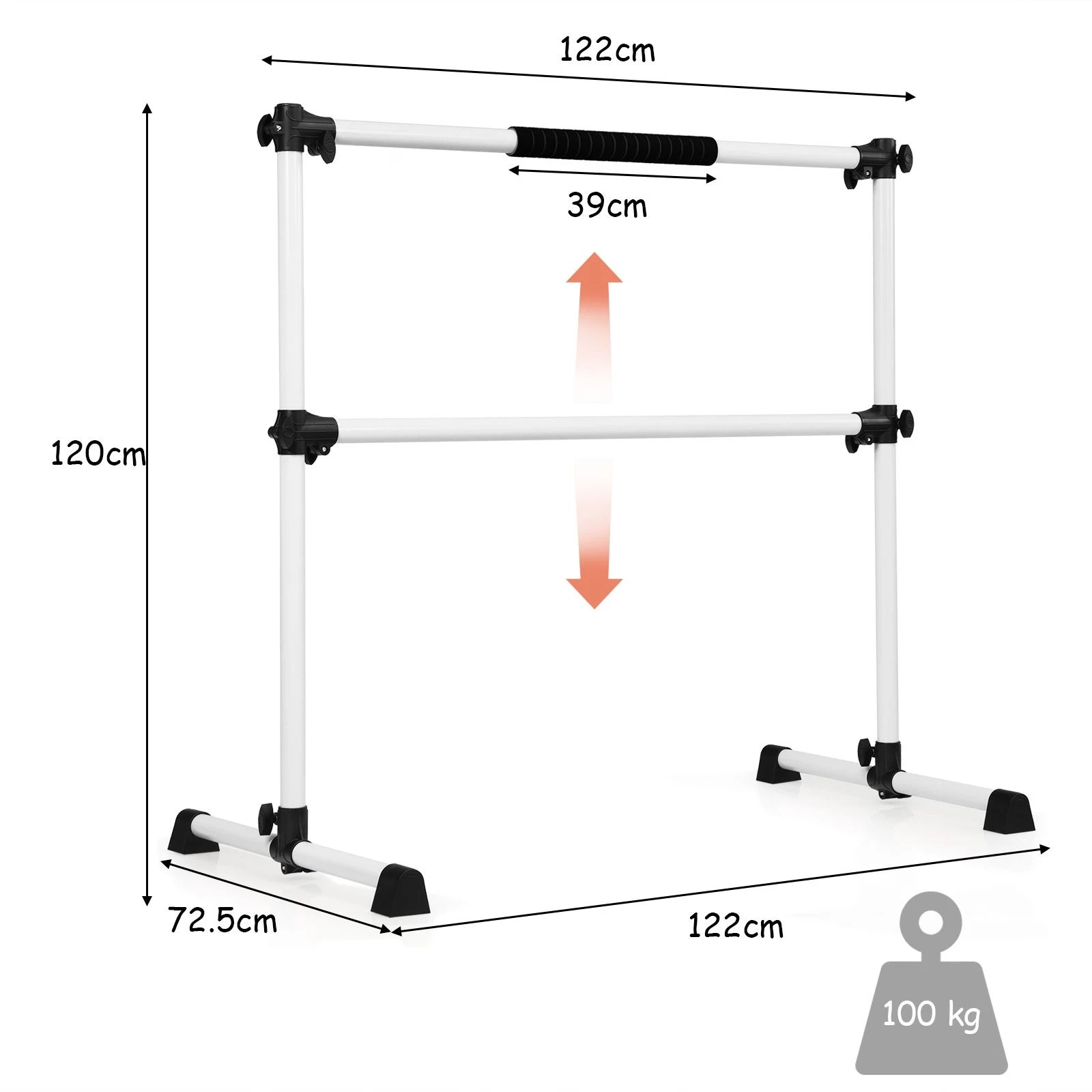 1 Costway Adjustable Ballet Barre Freestanding Double Stretching Dance Bar Portable Ballet Bar - Silver, 1 of 1