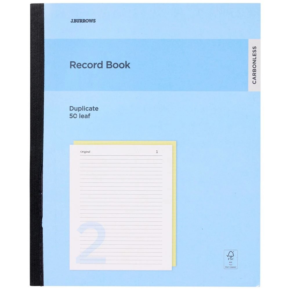1 J.Burrows Carbonless Duplicate Record Book 50 Leaf, 1 of 1