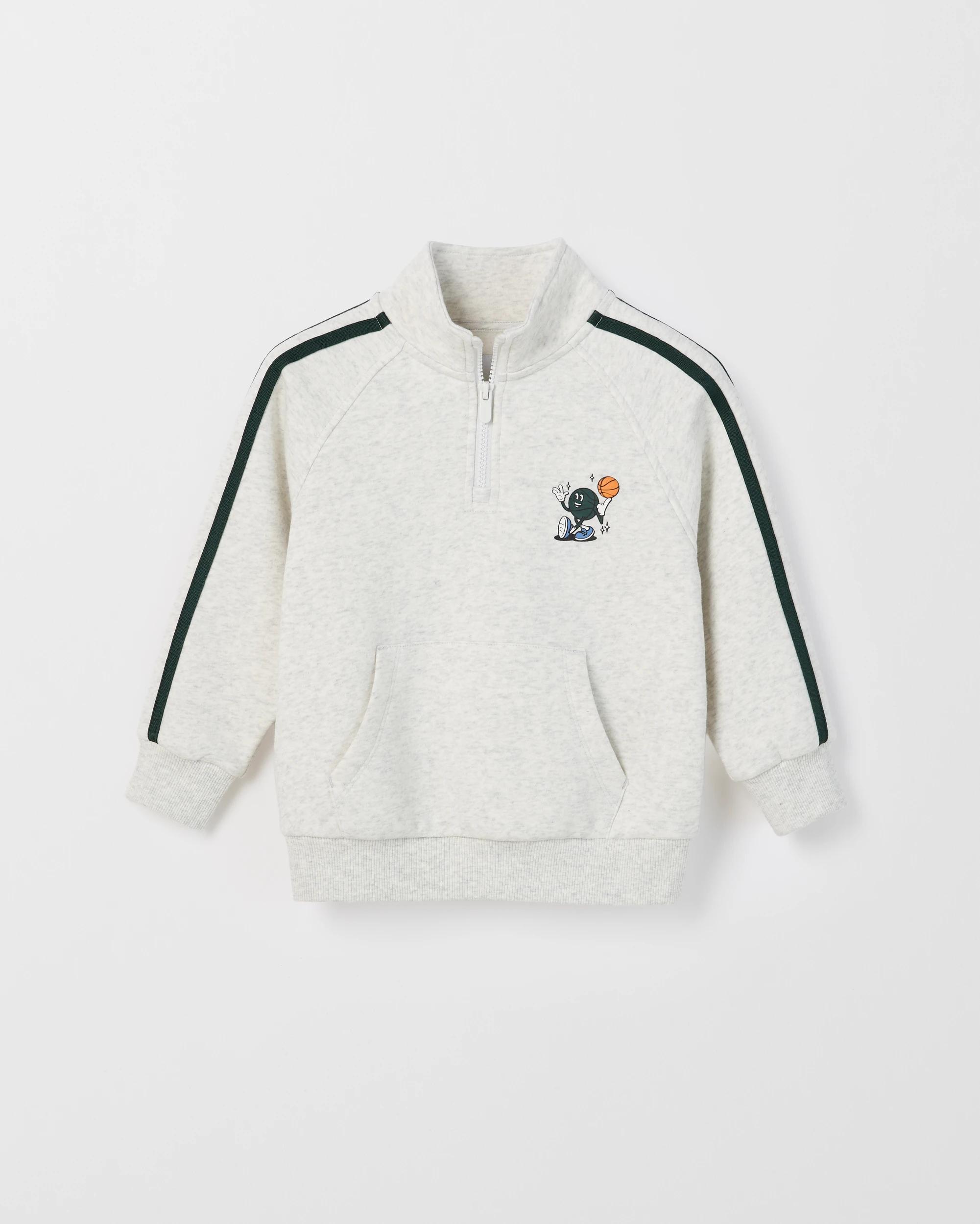 1 Target Kids Australian Cotton Blend 1/4 Zip Jumper GREY MARLE, 1 of 3
