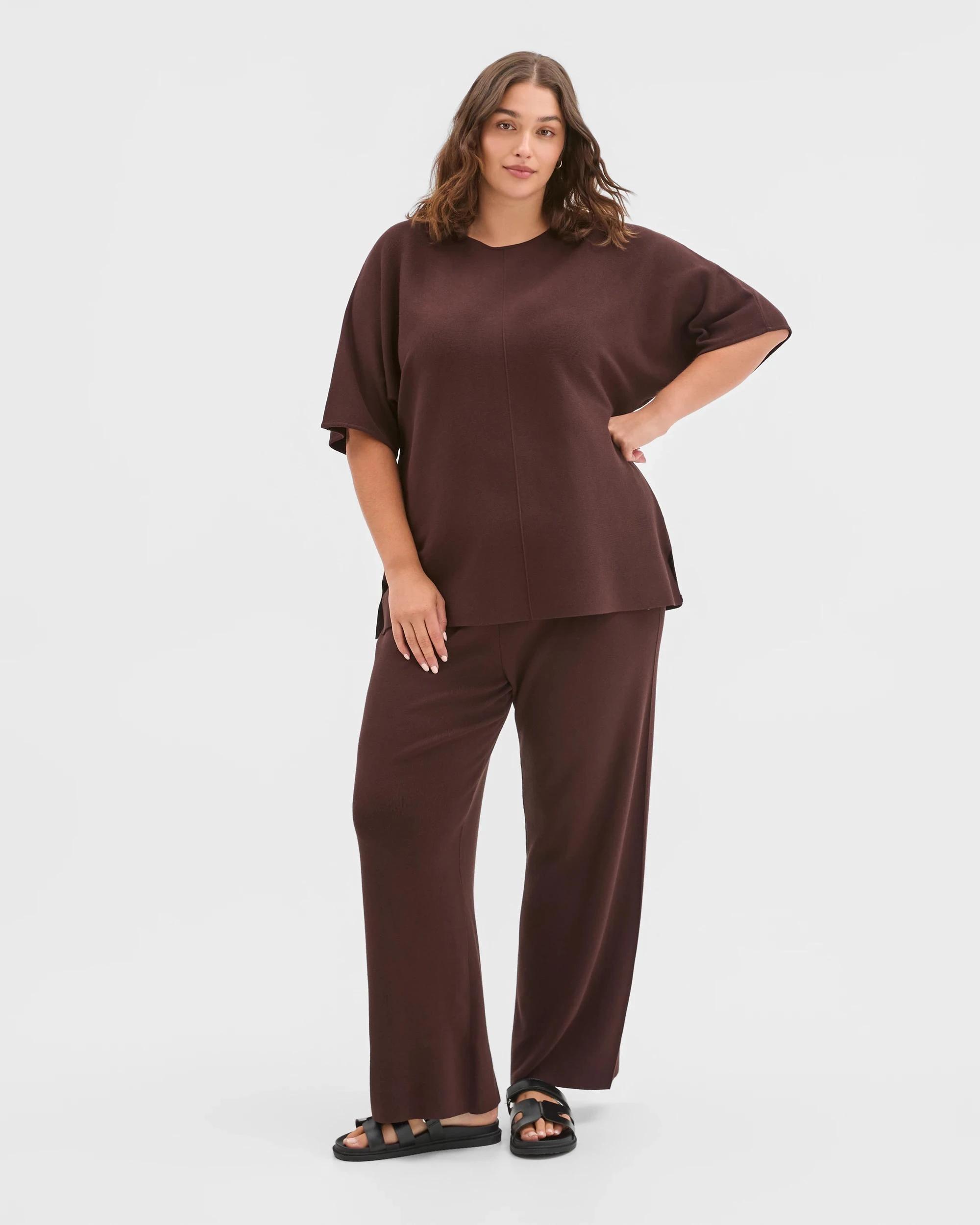 2 Target Curve Plus Size Crepe Knit Top ESPRESSO, 2 of 6
