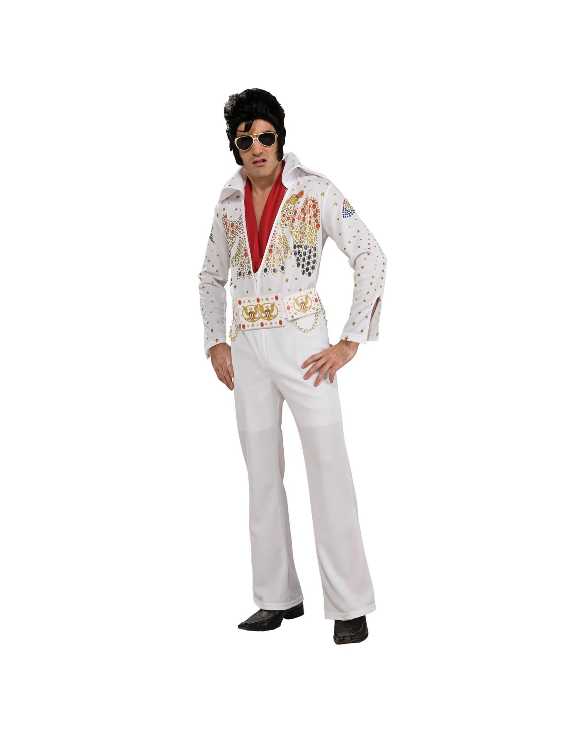 1 Rubies Elvis Deluxe Mens Dress Up Costume Size L - White, 1 of 3