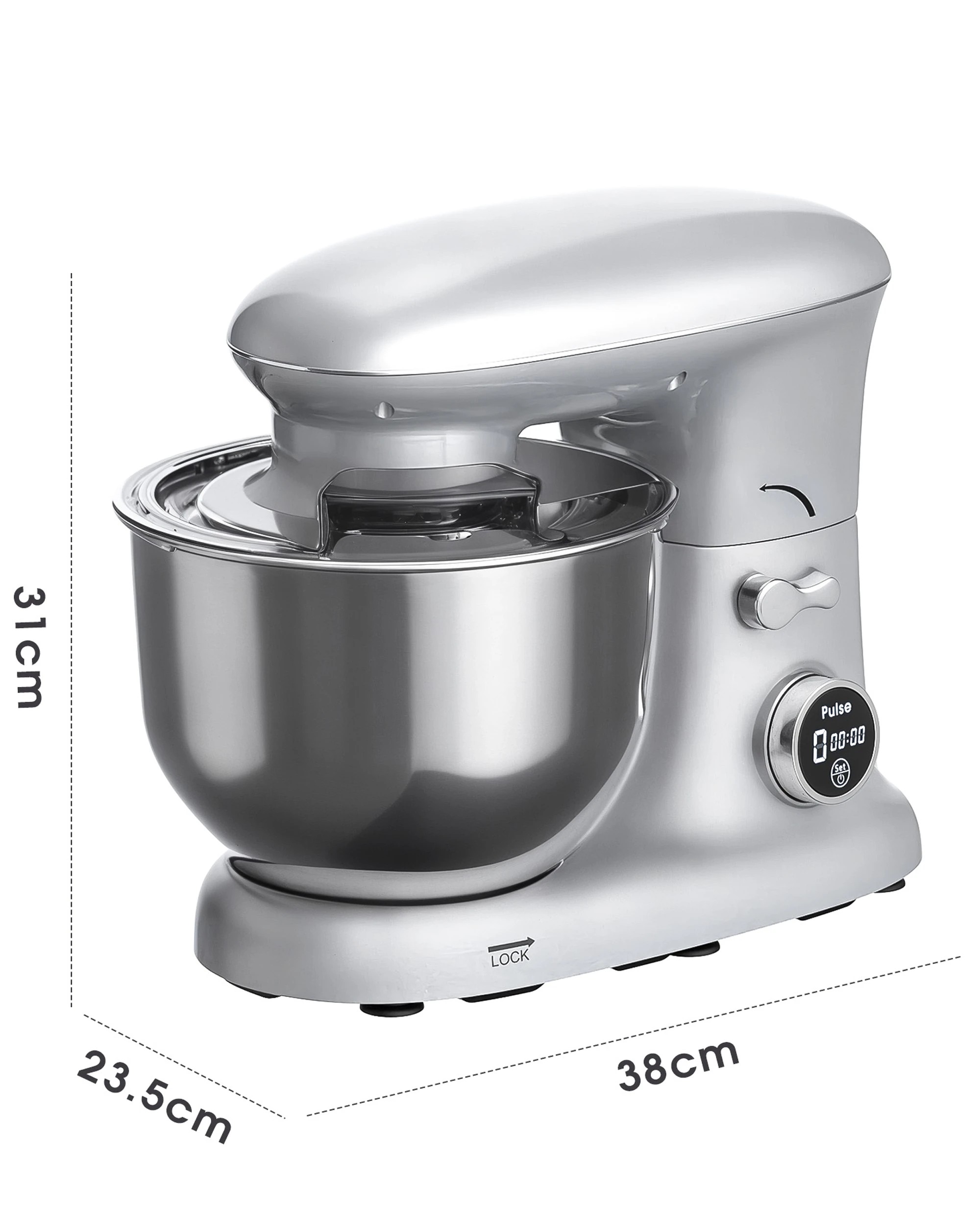 4 Yopower Stand Mixer, Electric Food Mixer with Timer - Silver, 4 of 4