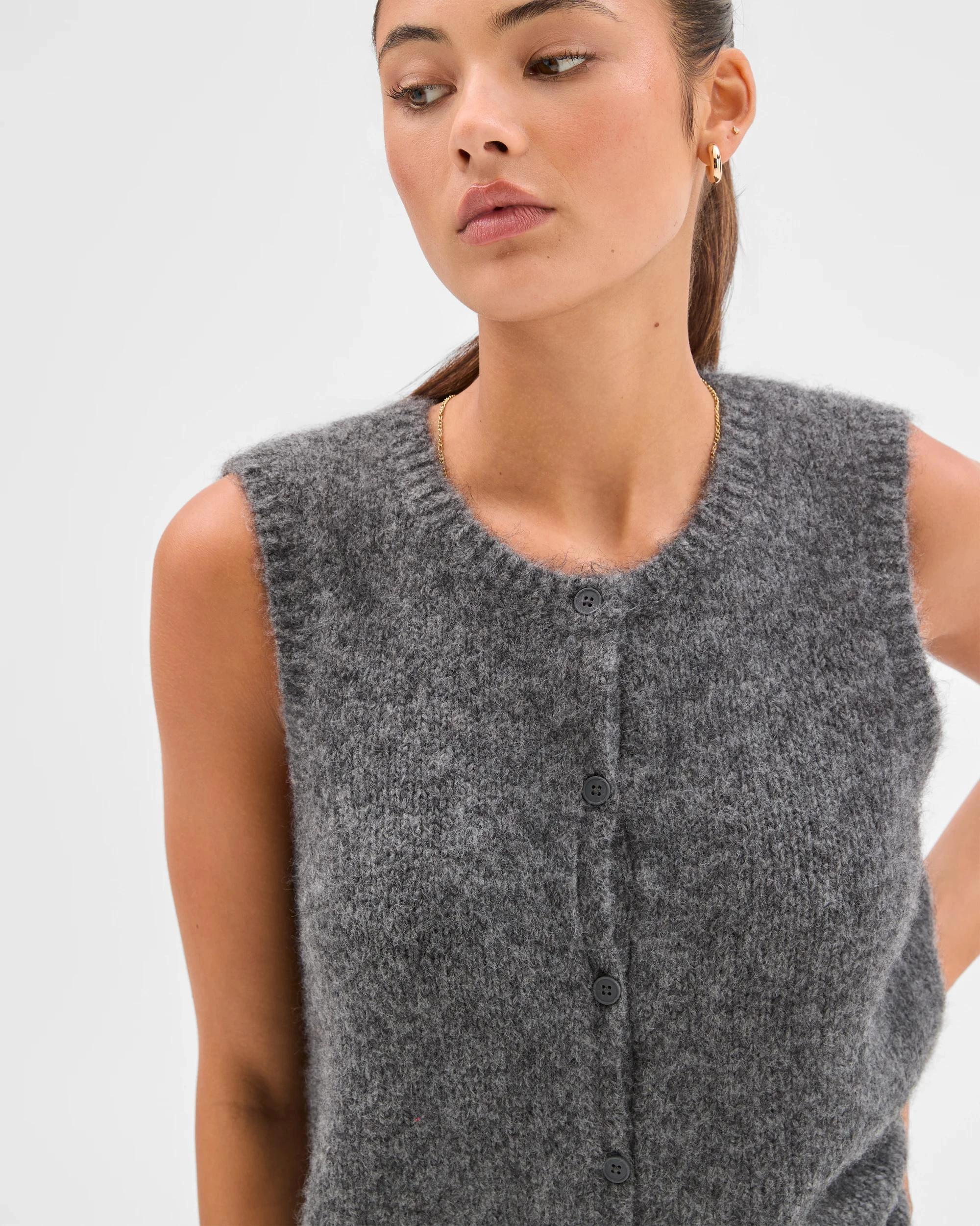 5 Lily Loves Fluffy Knit Vest GRAPHITE MARLE, 5 of 7