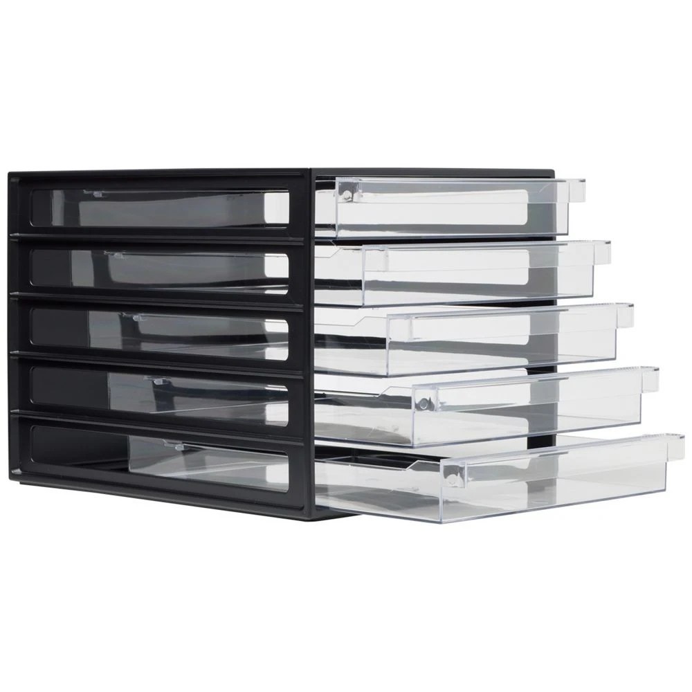 2 J.Burrows Desktop File Organiser 5 Drawer Black, 2 of 4