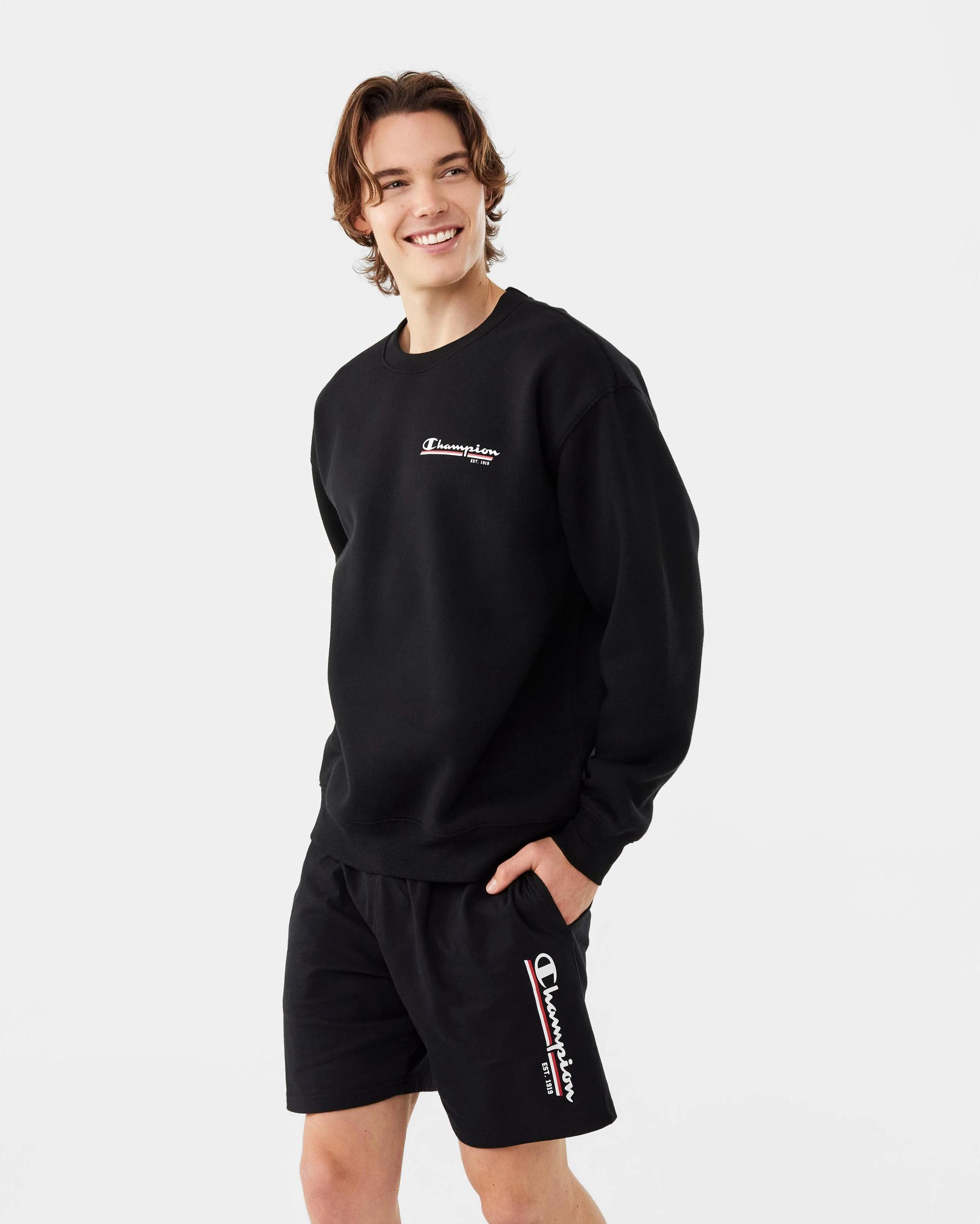 8 Champion Script Adult Crew Neck Sweatshirt Black, 8 of 8