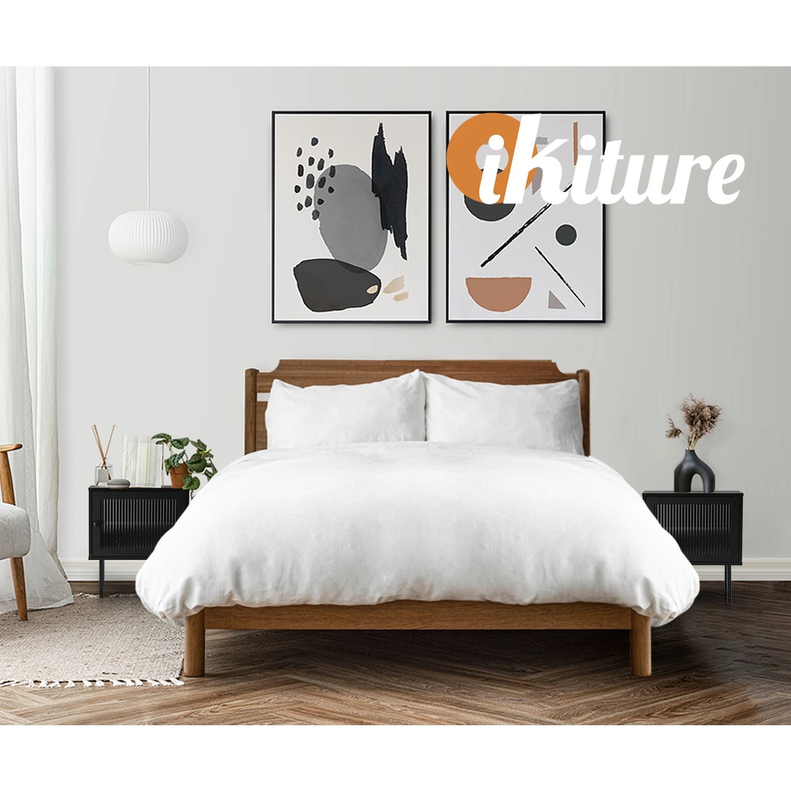 5 Oikiture Bedside Tables Nightstand Storage Cabinet Side End Table Wood
 - Black, 5 of 10