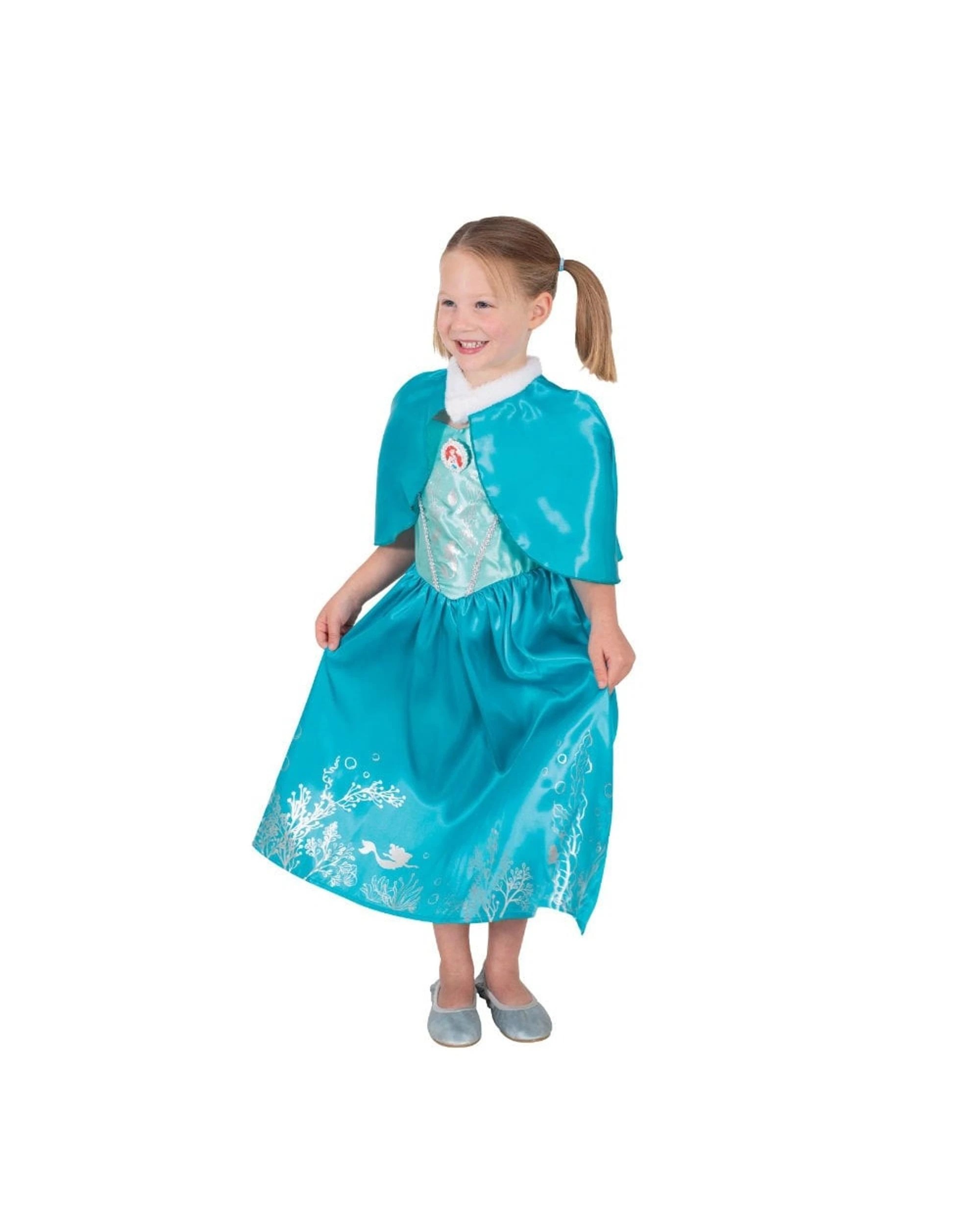 1 Disney Princess Ariel Deluxe Cloak Child Costume Size 6-8 Years, 1 of 4